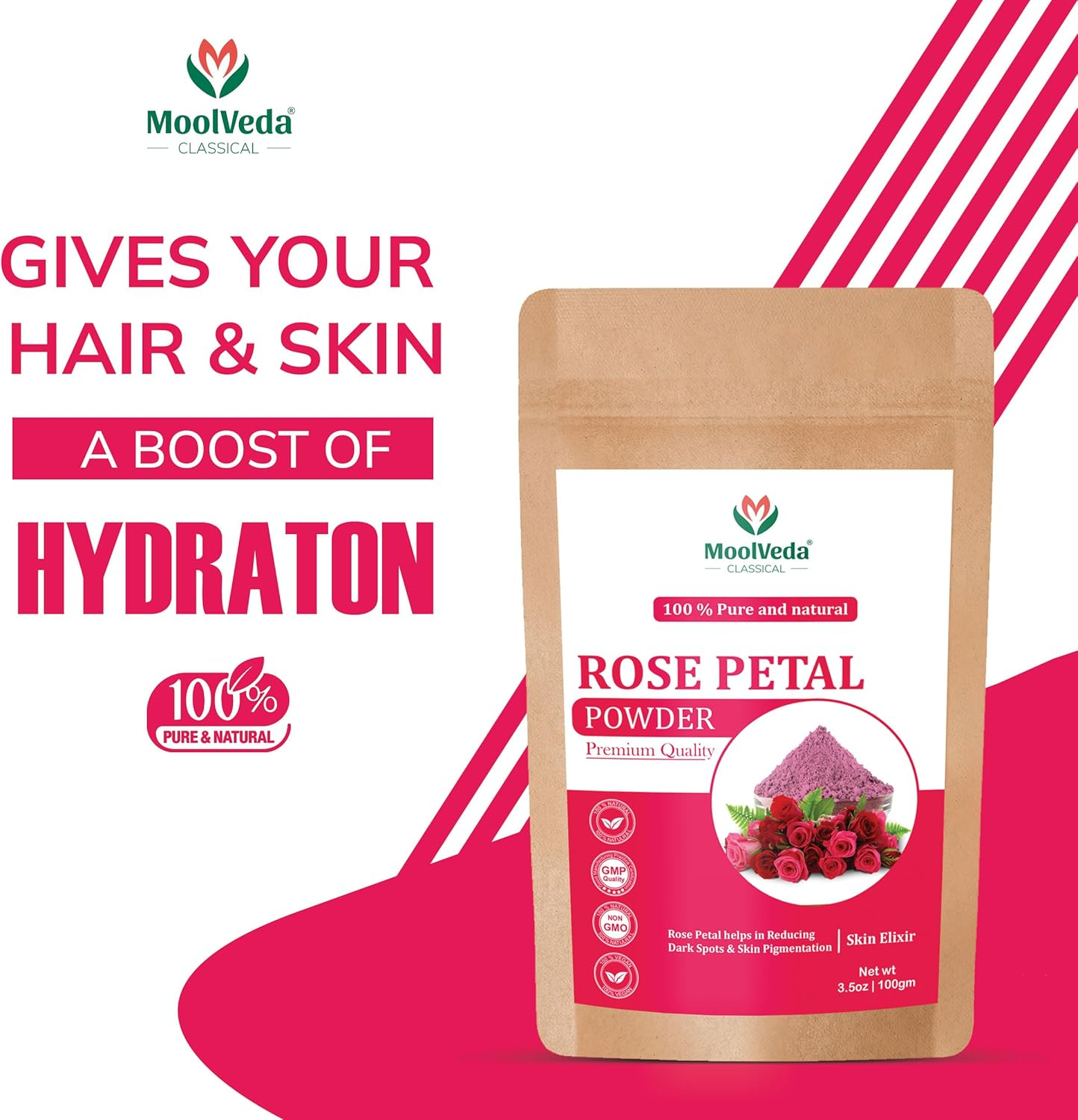 Pure & Natural Rose Petal Powder for Skin, Face Pack Mask for Fairness, Tanning & Glowing Skin, 100Gm image number 5