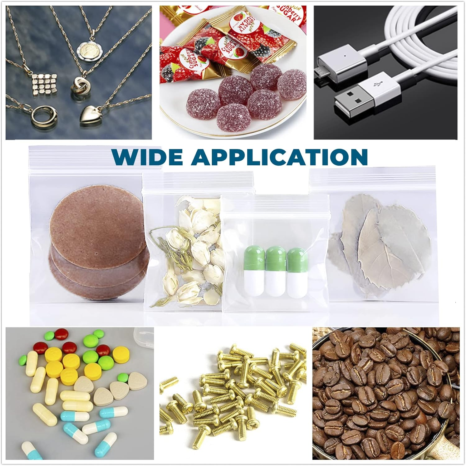 500 Pack Mini Ziplock Bags, 3 Different Size Small Poly Zipper Bags,Clear Reusable Ziplock Bags Storage for Bead,Jewelry,Candy (4X6Cm +5X7Cm+6X9Cm) image number 5