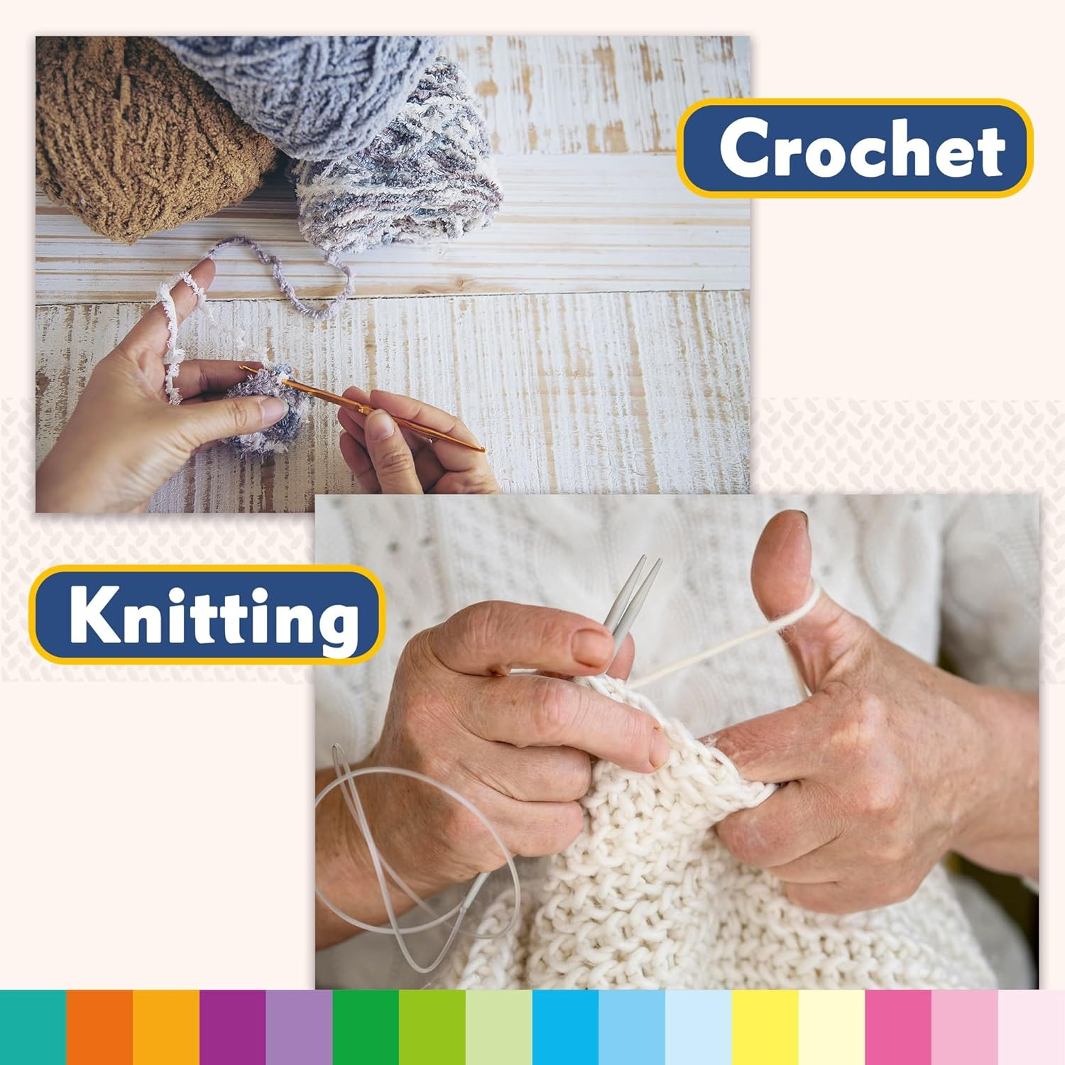 Okam Crochet Yarn Pack of 30 Multipack - 100% Acrylic Coloured Yarn with Crochet Hooks & Knitting Needles & Zipper Carry Bag - Knitting Yarn Kit for Beginners. Kids, Craft Projects 25G Each (750G)