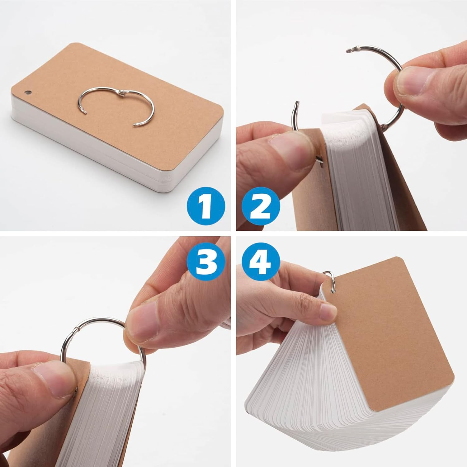 300 Sheets Blank Flash Cards with Rings, 3.5 X 2.2 in Blank Index Cards with Metal Binder Ring for Home, School and Office Learning, Memory - (White, 6 Pack) image number 2