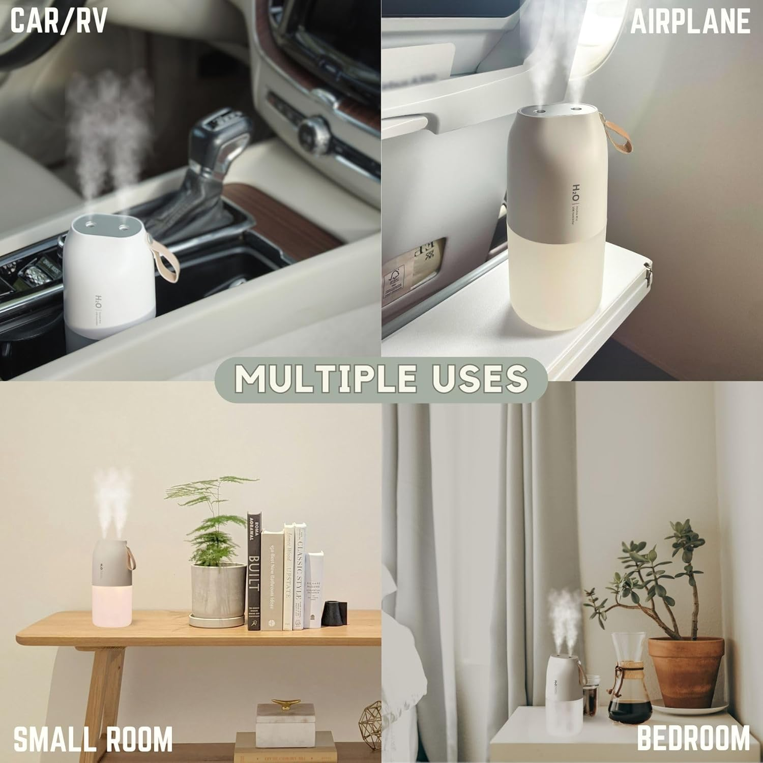 JOYFULNEST CO. Portable Humidifier &ndash; 300Ml Double & Single Mist, USB-C Rechargeable 2000Mah Battery, Quiet Night Light, Leak-Proof & Travel Humidifier for Car, Office, Bedroom, Baby & Dry Air Relief