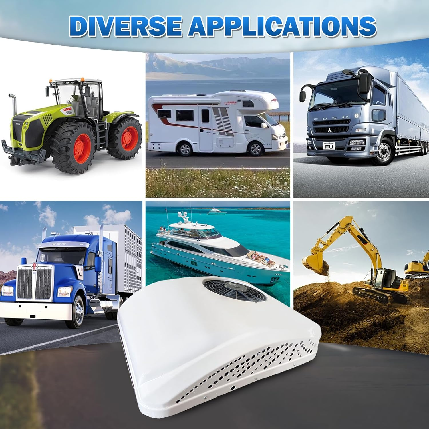 RV Rooftop Air Conditioner W/Heat 24 Volt, Campervan 10000BTU 24V Air Conditioner, Low Profile 24 Volt AC 2 in 1 for Van, RV, Yacht, Golf Carts, Road Machine, Caravan, Buses