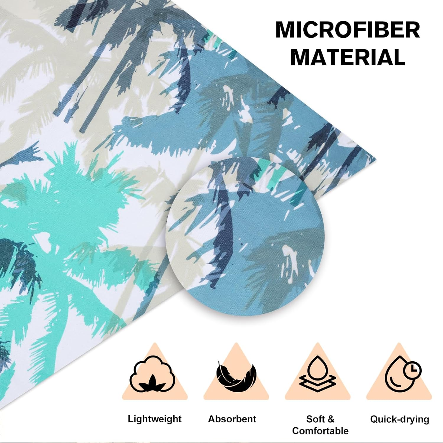 Queenshin Extra Large Coconut Tree Hooded Beach Towel, Quick Dry Microfiber Adults Poncho Changing Pool Towel Robe 35 X 40 Inch image number 5