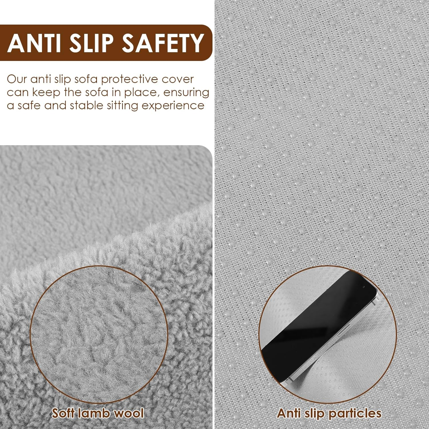 5 Pcs Sofa Armrest Cover Recliner Headrest Protector Nonslip Armchair Covers Sofa Slipcover with Side Pocket Abrasion Furniture Protector Fit Most Recliners Lounge Chairs and Sofa Armrests (Gray) image number 2