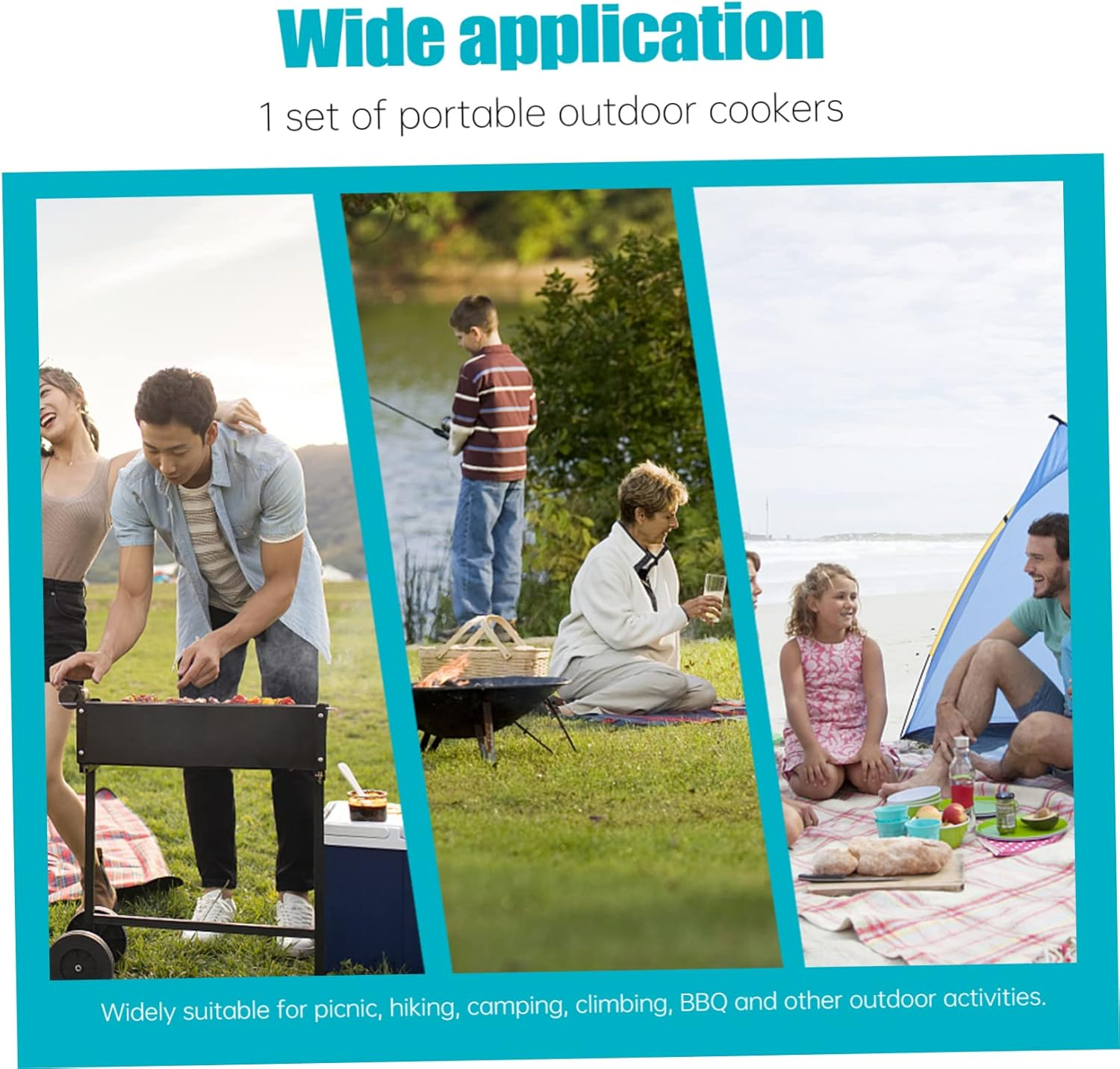 Camping Cookware 8-Piece Set Outdoor Cooking Utensils Portable Picnic Pan Set image number 4