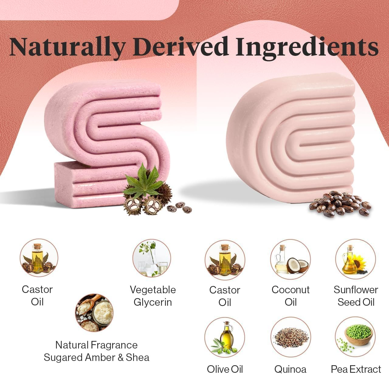 Kitsch Castor Oil Shampoo and Conditioner Set - Organic Castor Oil Hair Care for Dull & Dry Hair - Nourishing Bar Soap for Hair Growth - Free of Sulfate, Silicone, & Paraben - Made in USA - 2Pcs image number 1