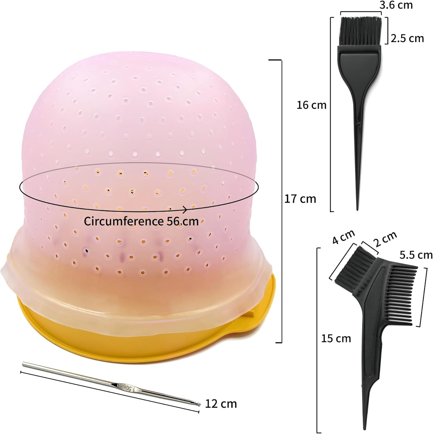 Pre Punched Holes Silicone Highlighting Cap Hair Color Kit Professional Reusable Highlighting Cap with Hook Brushes Set Salon Hairdressing Dyeing Staining Tools for Women Men image number 1