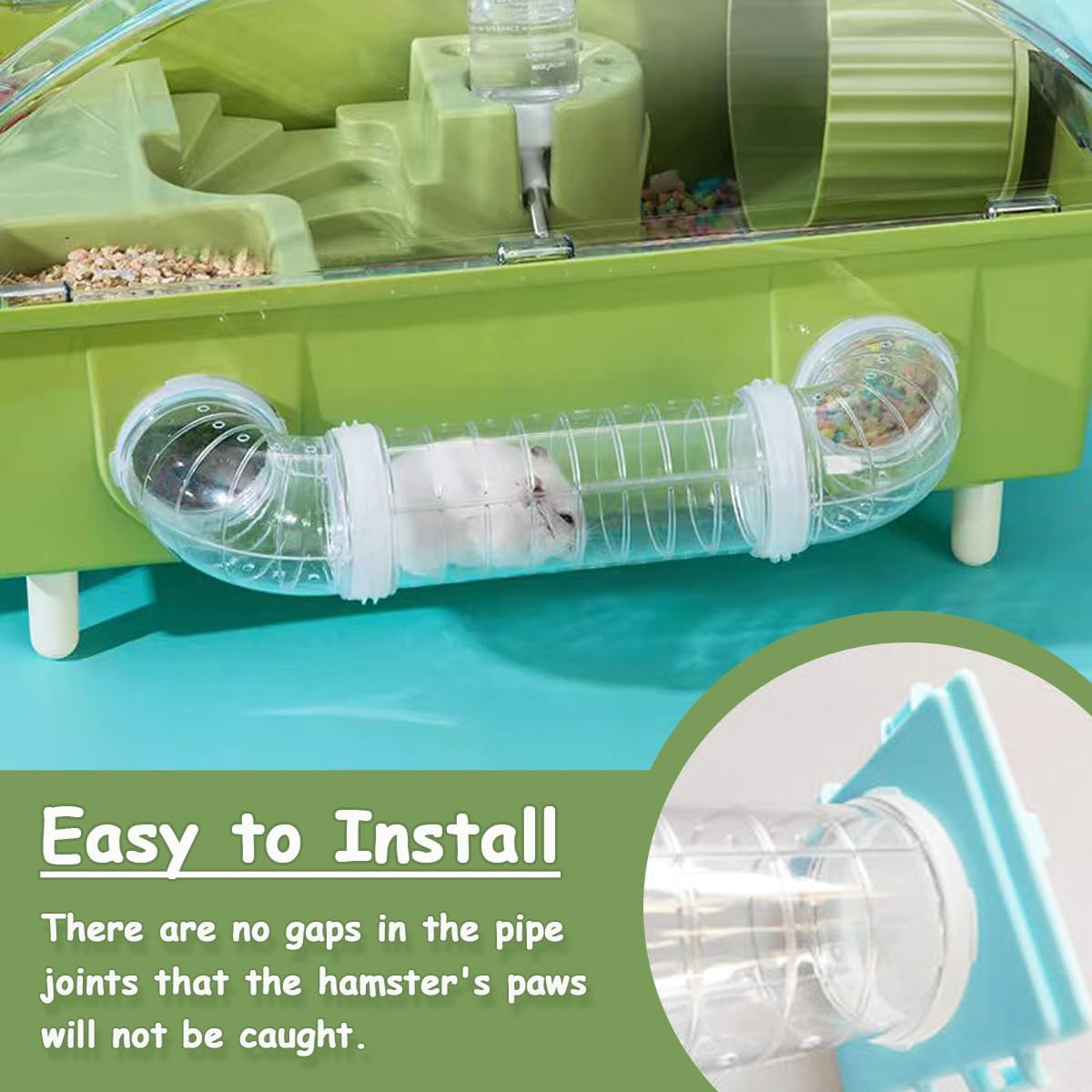 2 Hamster Tubes Kits, DIY Hamster Tunnel Adventure External Tube, Transparent Connection Rail Rat Toy Hamster Cage Accessories for Hamster Mouse Small Animals Sports Expand the Space