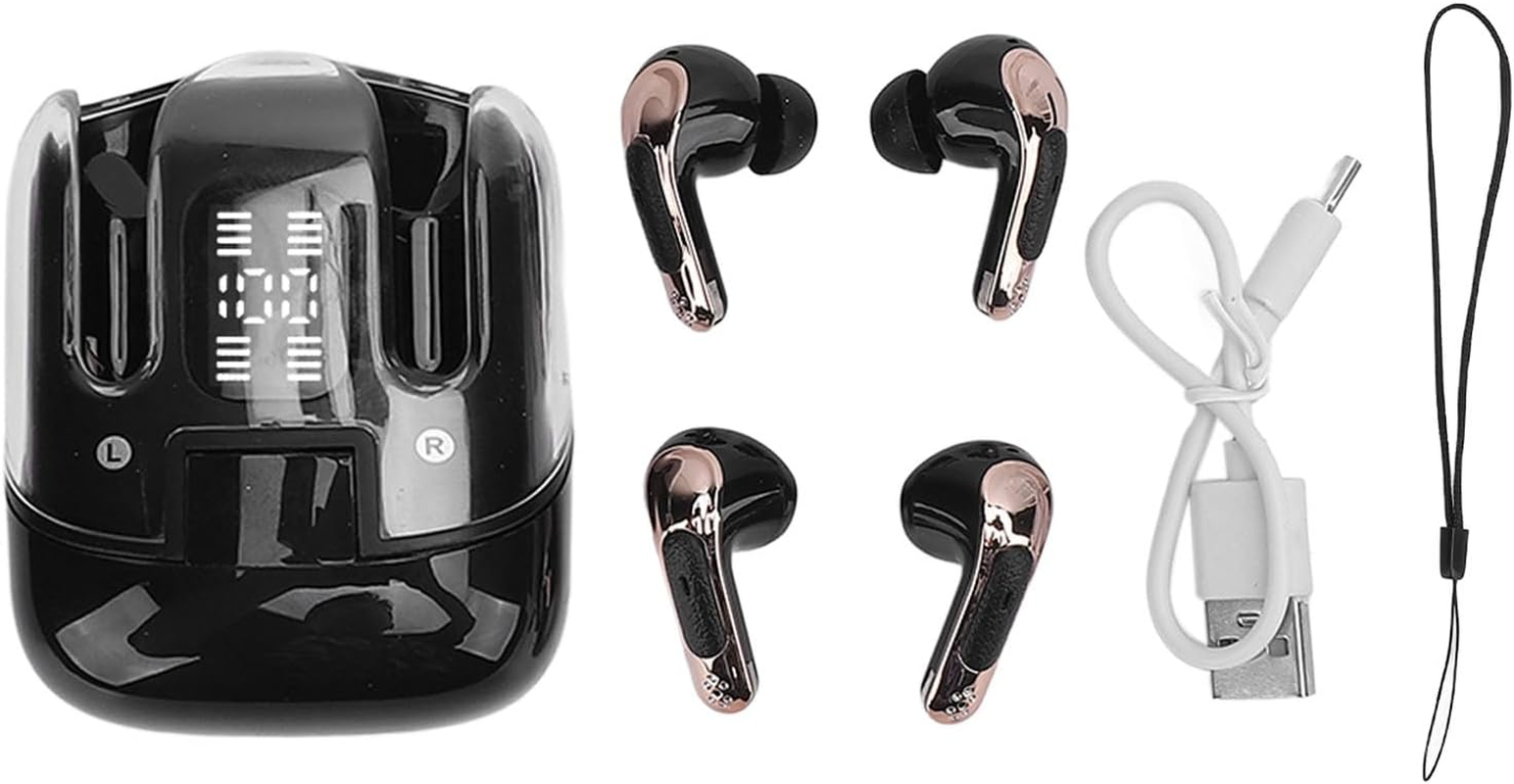 Pomya Wireless Earbuds, Low Latency Fast Response Independent Connection 5.4 Headphones 2 Pack Digital LED Display for Two Person for Outdoor (Black) image number 3