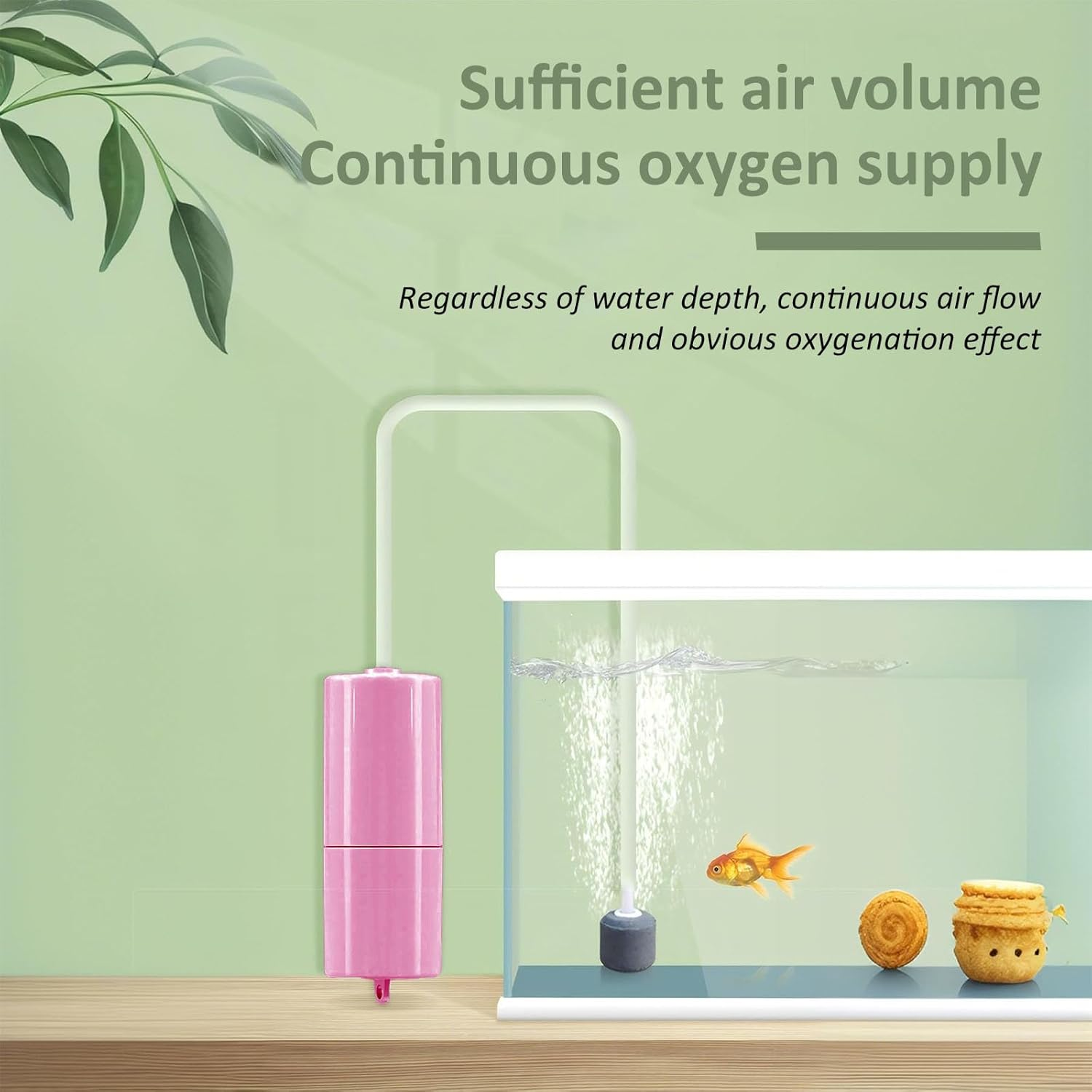USB Mini Aquarium Air Pump - Silent Oxygen Pump for Fish Tank with Air Stone & Silicone Tube, Portable Submersible Water Pump for Efficient Oxygenation, Quiet and Waterproof Design (Pink) image number 3
