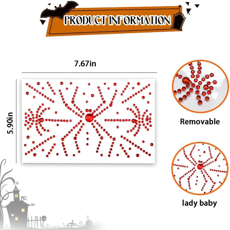 Halloween Spider Stickers for Face Eye Temporary Tattoos for Women Girls Cosplay Halloween Makeup Stickers Women Girls image number 4