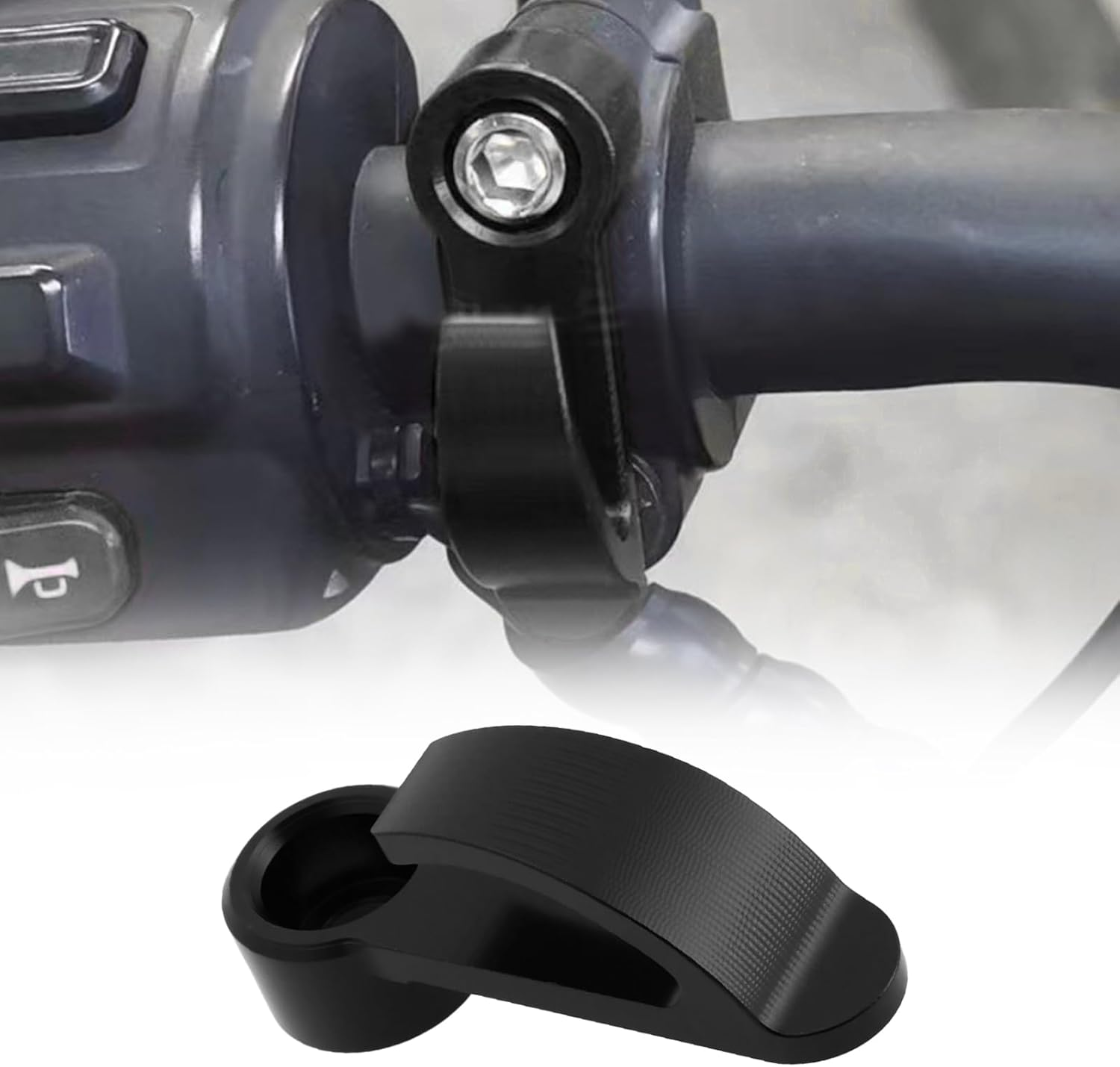 Emsea 2Pcs Motorcycle Handlebar Hook CNC Aluminium Helmet Hook Suitable for Motorcycle Helmets Gloves Cups(Black) - Blue image number 7