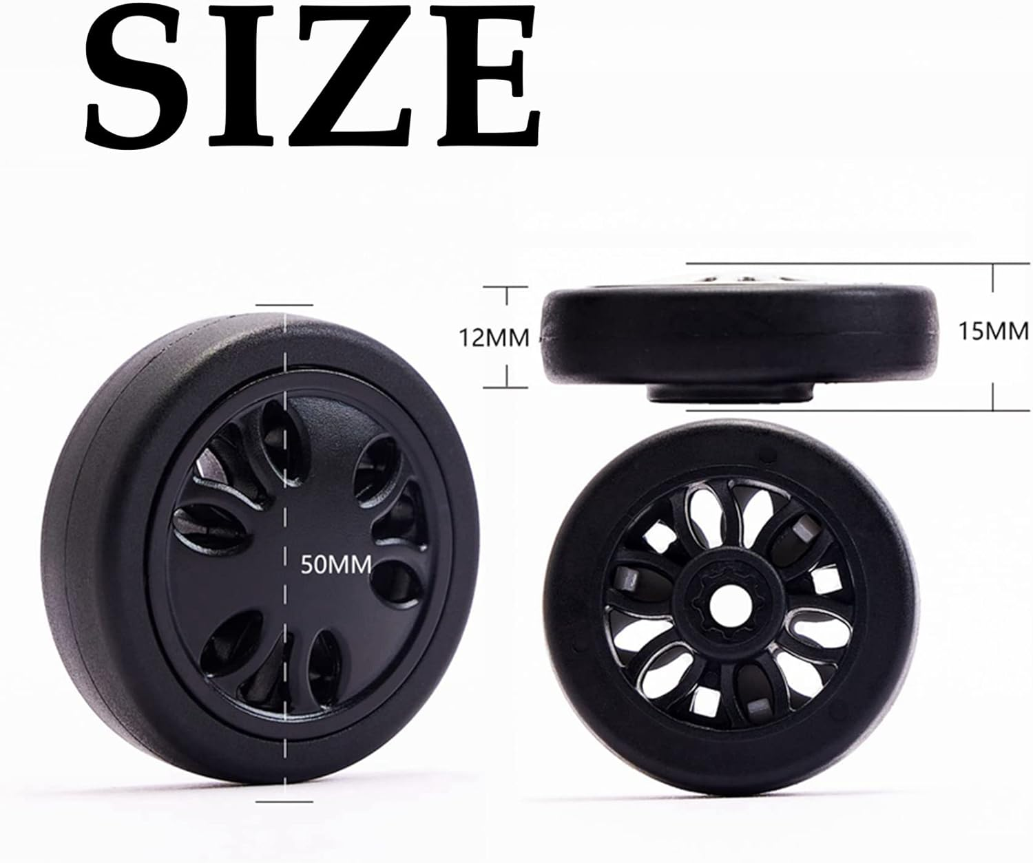 4X Luggage Accessories Wheels Aircraft Suitcase Pulley Rollers Mute Wheel Wear- Parts Repair 50X12Mm image number 3