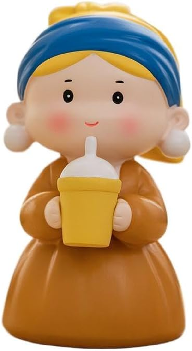 Pearl Girl Statue（Drink）, Wall Art Rack Decoration, Featuring the Famous Painting Pearl Girl Statue, Abstractly Handmade Collectible, Desk, Bookshelf, Coffee Table, Living Room, Bedroom Decoration