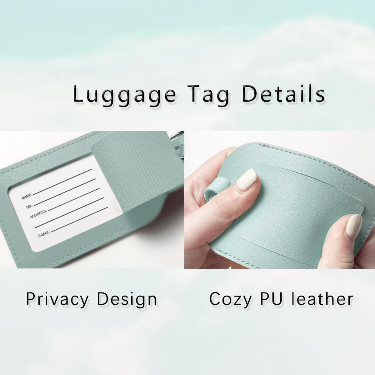 COSHAYSOO Initial Passport Cover and Luggage Tag Set for Women, Teal, L