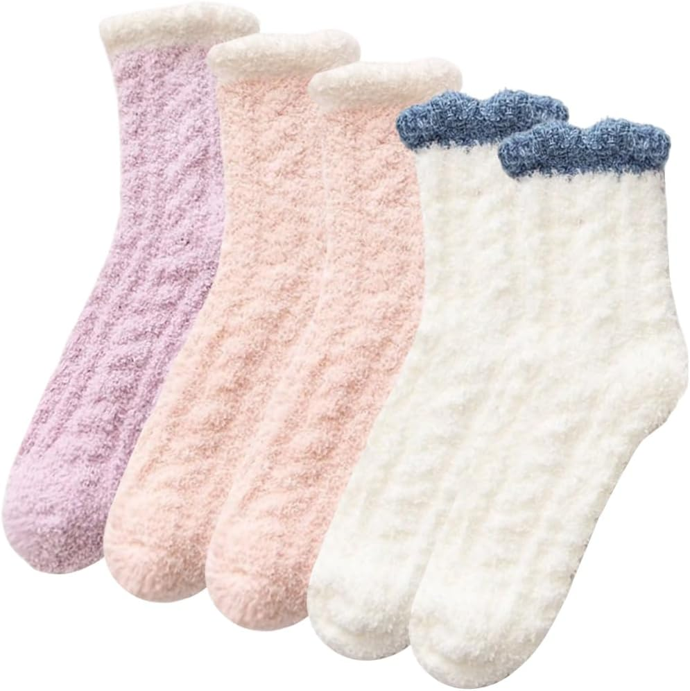 Dress Cici Slipper Socks for Women, Fuzzy Bed Socks, Cozy Warm Fluffy Socks (5 Pairs)