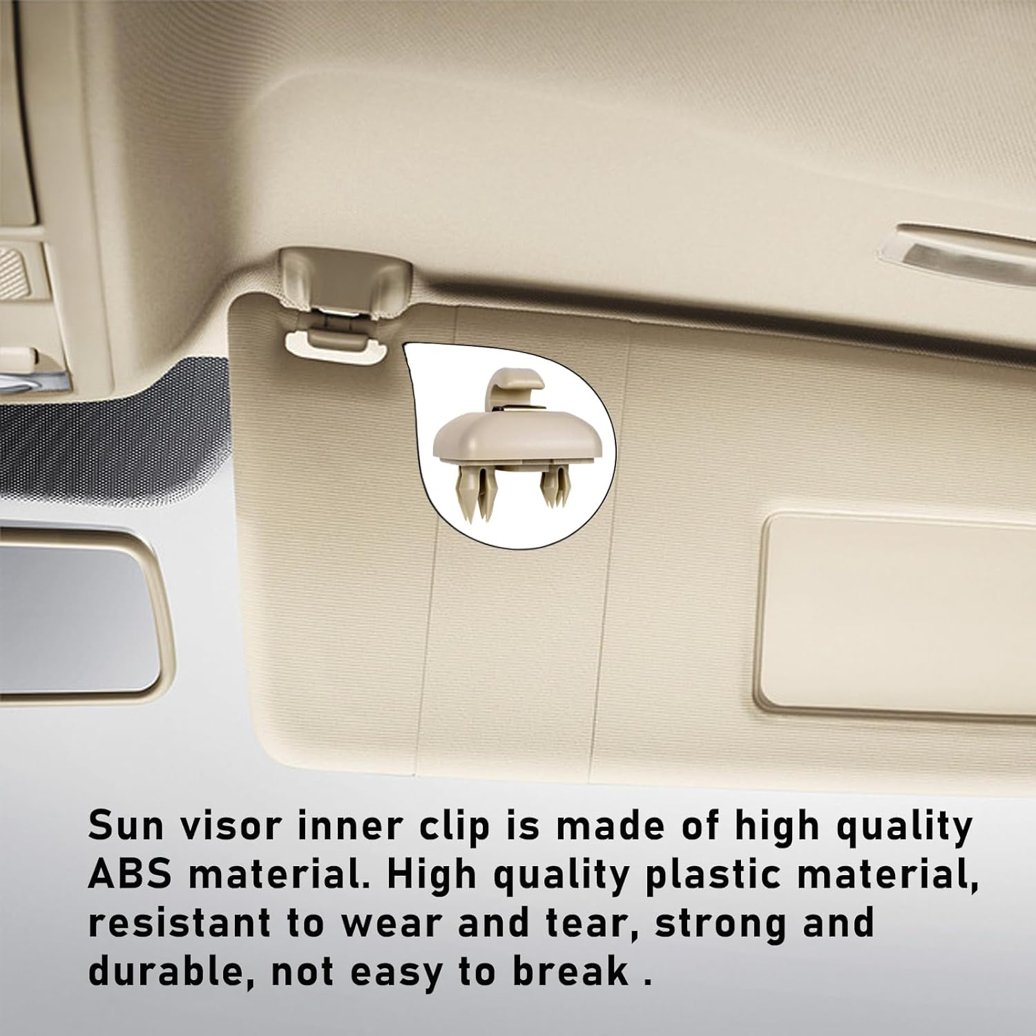 2 PCS Sun Visor Bracket Hook Clip, Upgraded Base Makeup Mirror Fixing Bracket, Car Interior Sunscreen Holder Hook, Compatible with A3 A4 LA 5A 6L Q5 Q3, OEM# 8U0857562A, 8E0857562 (Beige) image number 4
