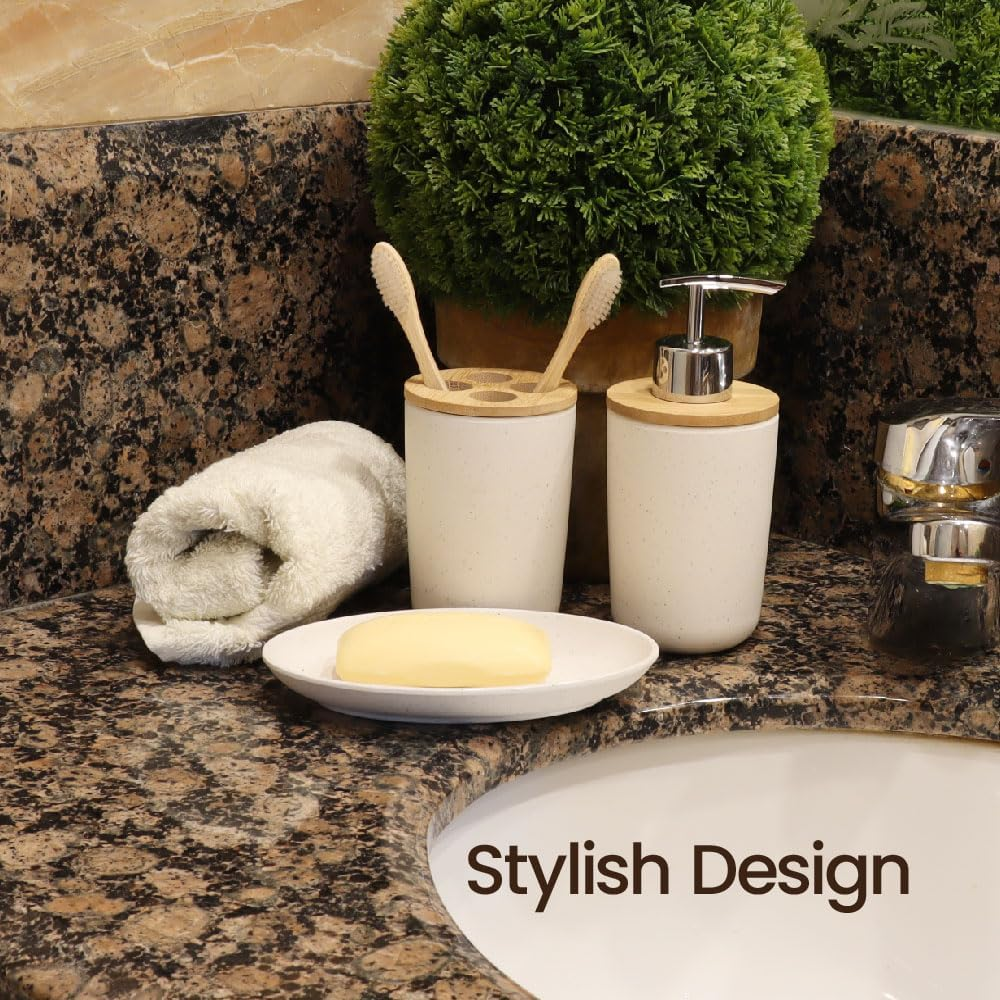 Eco Basics Toothbrush Organiser Caddy, White &ndash; Bamboo & Corn Resin, Eco-Friendly, Holds Multiple Toothbrushes, Durable & Easy to Clean, Stylish Design, Perfect for Bathroom, 11.5 X 6 Cm image number 3