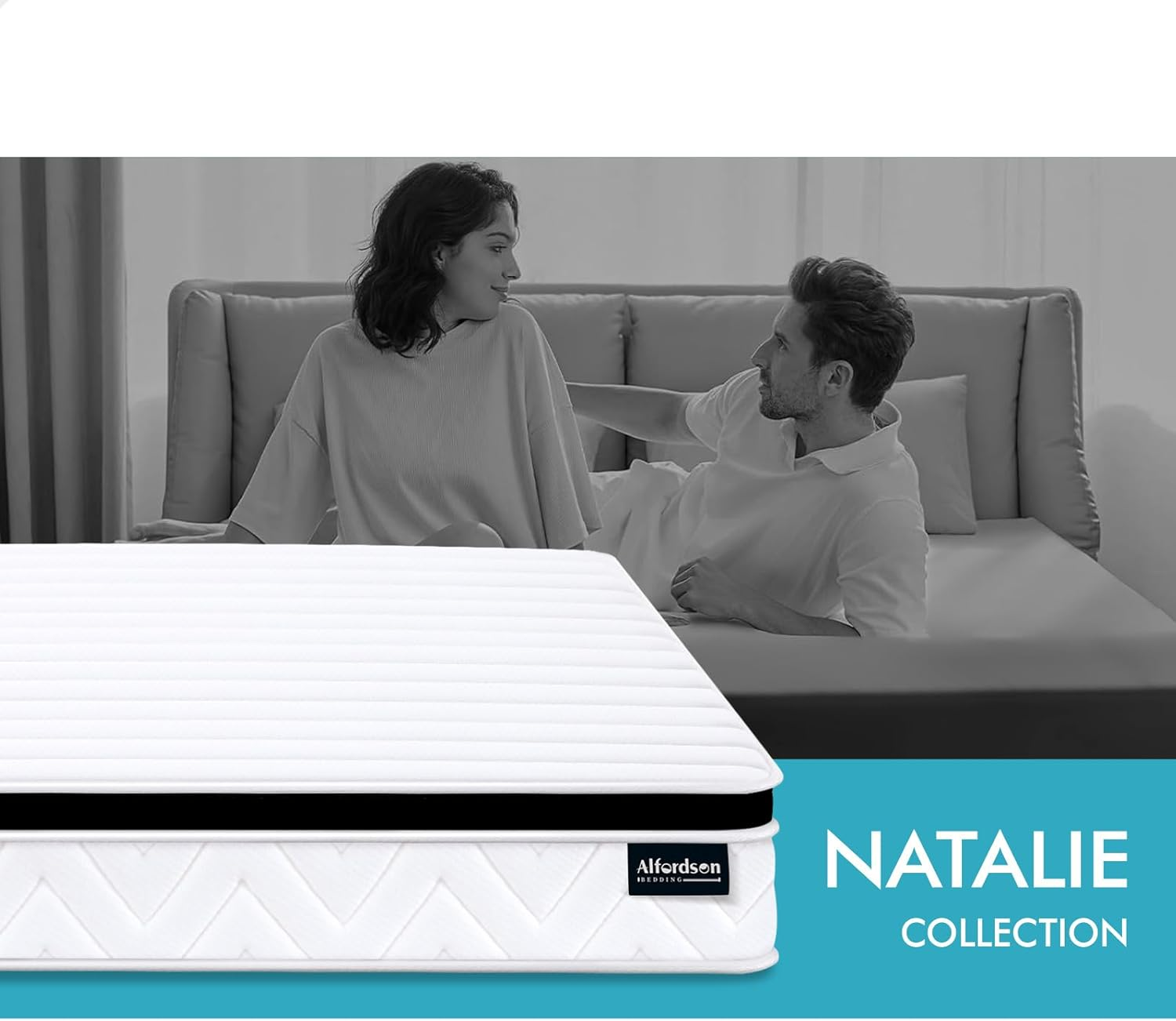 ALFORDSON 17Cm Euro Top Mattress King Single Size, Natalie Series, Pressure Relief Hypoallergenic Memory Foam with Bonnell Spring System, Medium Firm image number 5