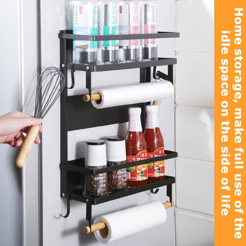 Refrigerator Rack,Magnetic Spice Rack,Refrigerator Shelf,Moveable Magnetic Fridge Organizer,Household Condiment Rack,For Kitchen Organization and Storage image number 5