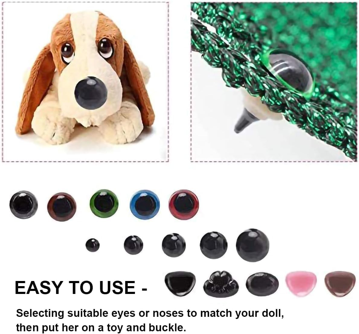 GIOD 1000Pcs Safety Eyes and Noses for Amigurumi - Colored Plastic with Washers and Box - DIY Doll Eyes, Teddy Bear Nose, Stuffed Animals (Black-1000)