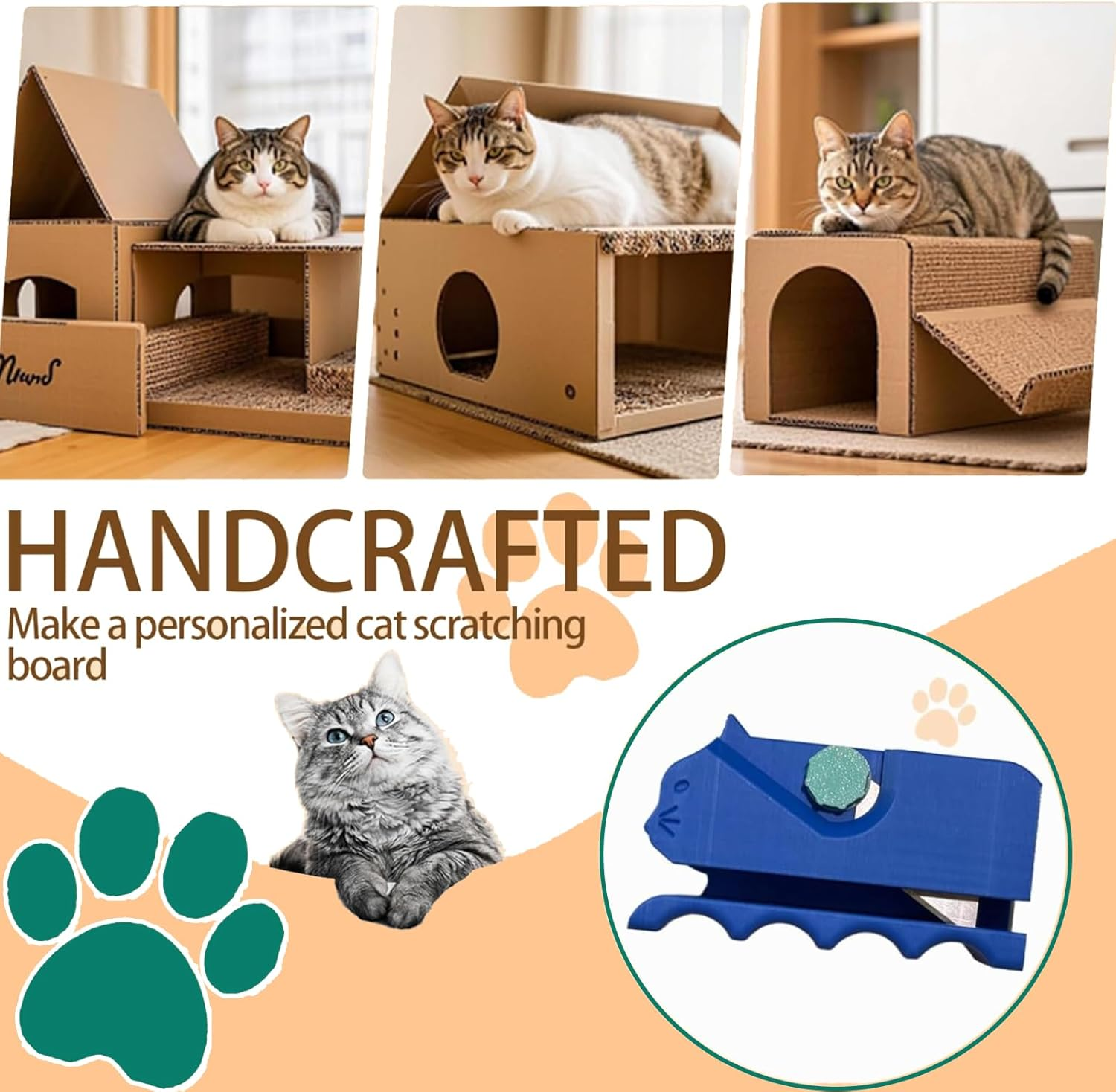 MOAZIFI 3D Printed Cardboard Cutter for Cat Scratchers, DIY Cardboard Cutter Tool & Cardboard Cutter, Professional Cardboard Cutter for DIY Cat Scratches for Cat Lovers