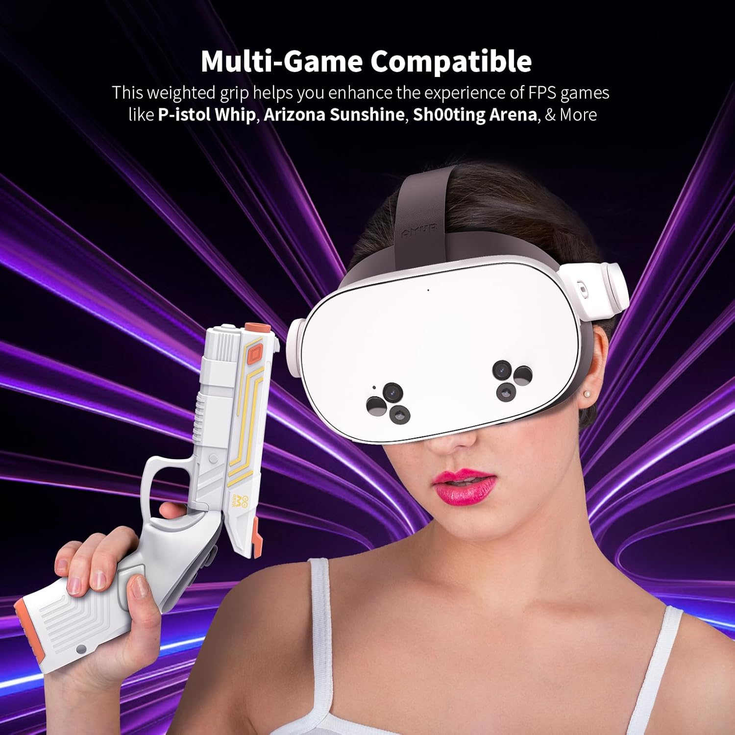 AMVR VR G-Un Stock Attachment Compatible with Quest 3S/Quest 3 Accessories, Weighted P-Istoi Grip Enhance FPS Game Experience Holding Feel, VR Accessories for anti Slip Handle Shell Cover Protector image number 5