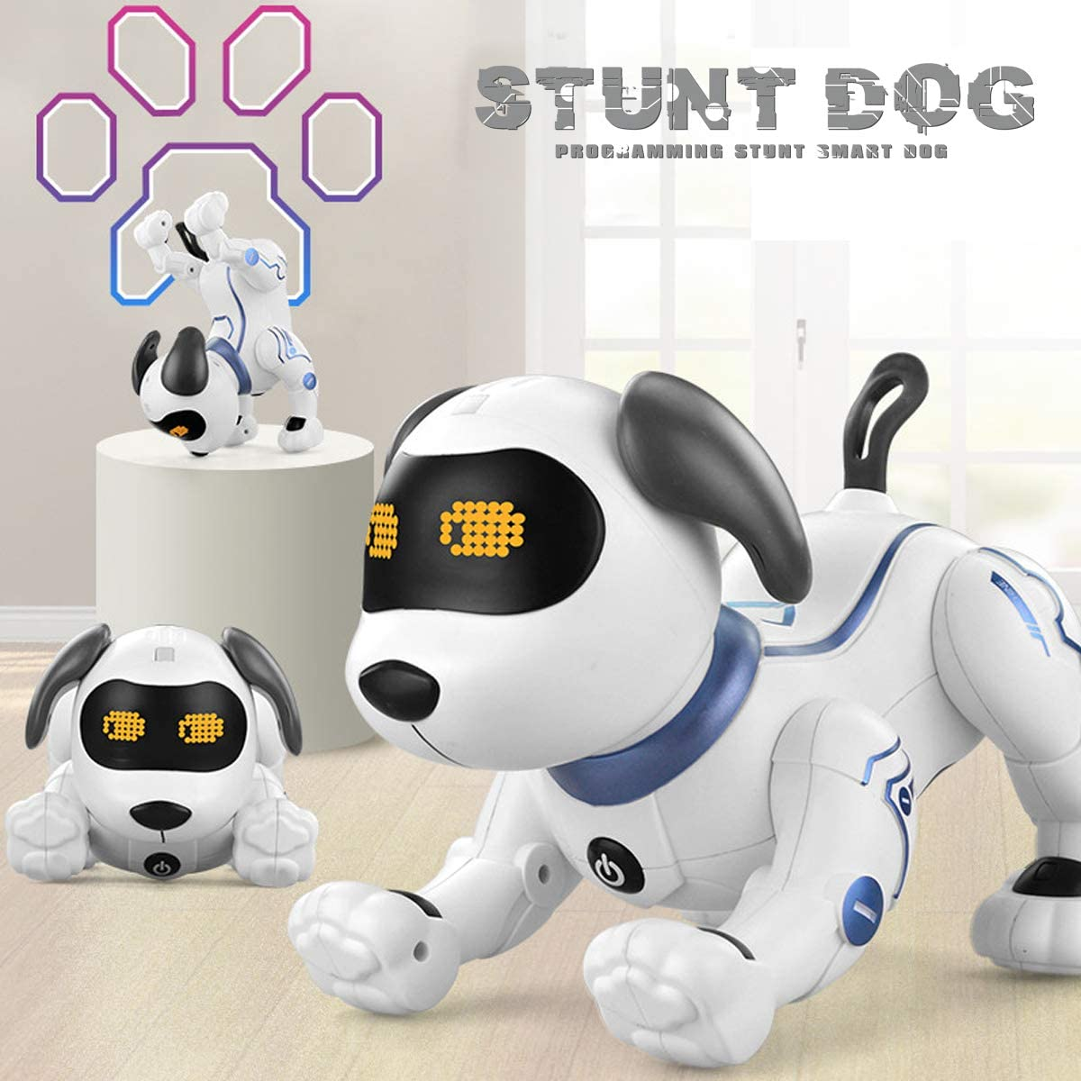 Fisca Remote Control Dog, RC Robotic Stunt Puppy Toys Handstand Push-Up Electronic Pets Dancing Programmable Robot with Sound for Kids Boys and Girls Age 6, 7, 8, 9, 10 Year Old image number 3