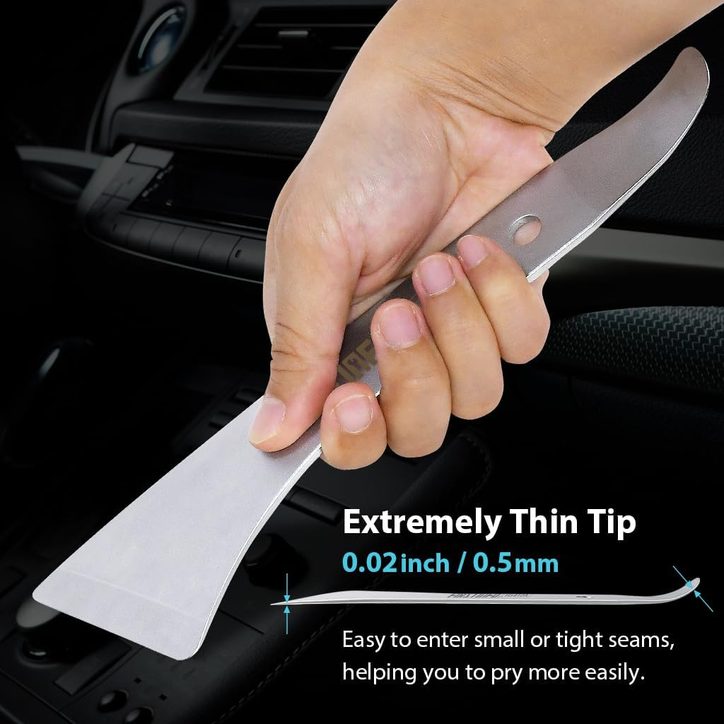 FIRSTINFO H5410A Double-Sided Trim Removal Metal Pry Bar, Pocket Mini Pry Bar Panel Removal Tool | S45C with Chrome Plating image number 5