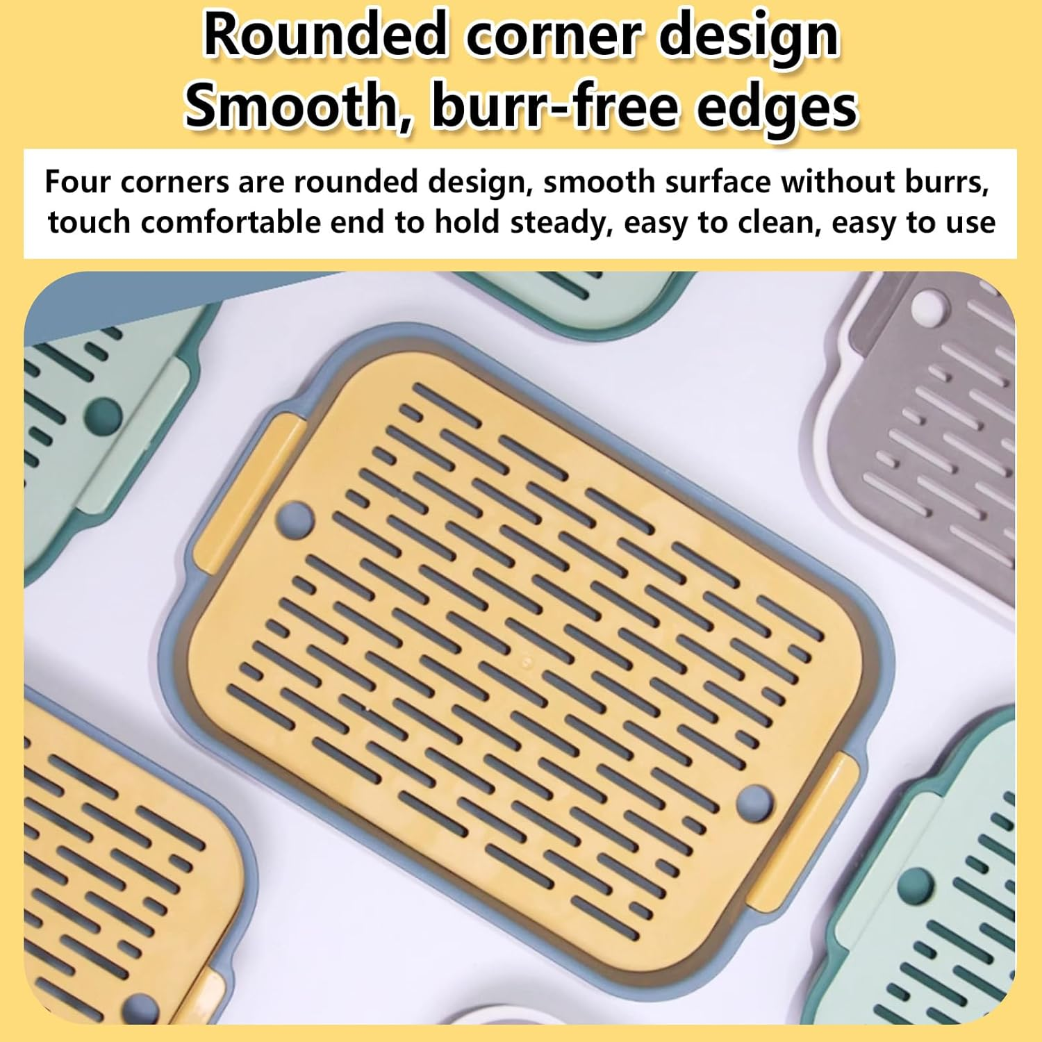 Rabbit Litter Box Pet Toilet Tray Plastic Waste Pan Easy to Clean Reusable Small Animal Potty for Bunny Guinea Pig Chinchilla Hamster Indoor Cage Training Use(Blue,Small) image number 4