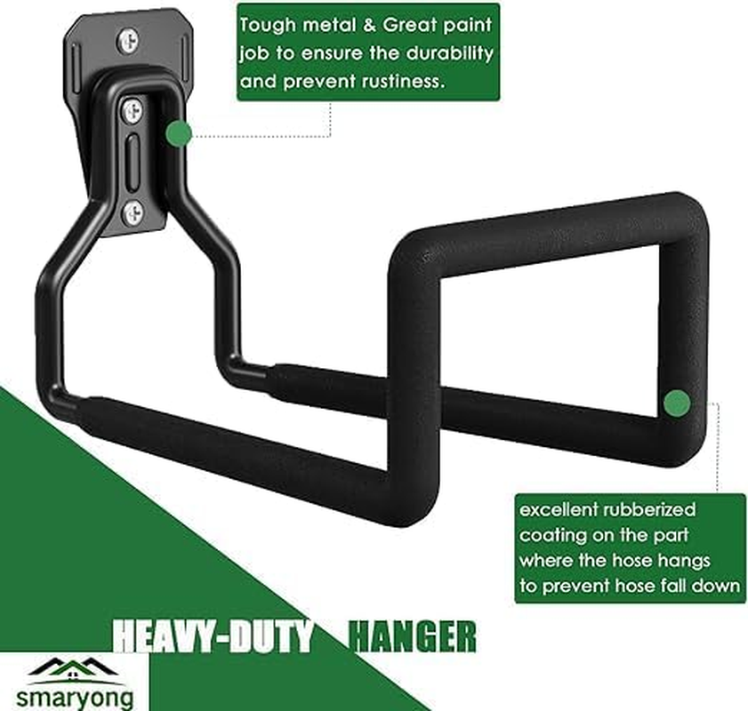 2Pack Heavy Duty Metal Garden Hose Holder Wall Mount - Durable Water Hose Reel with Hooks for Garage, Outdoor Use - Holds up to 150Ft image number 1