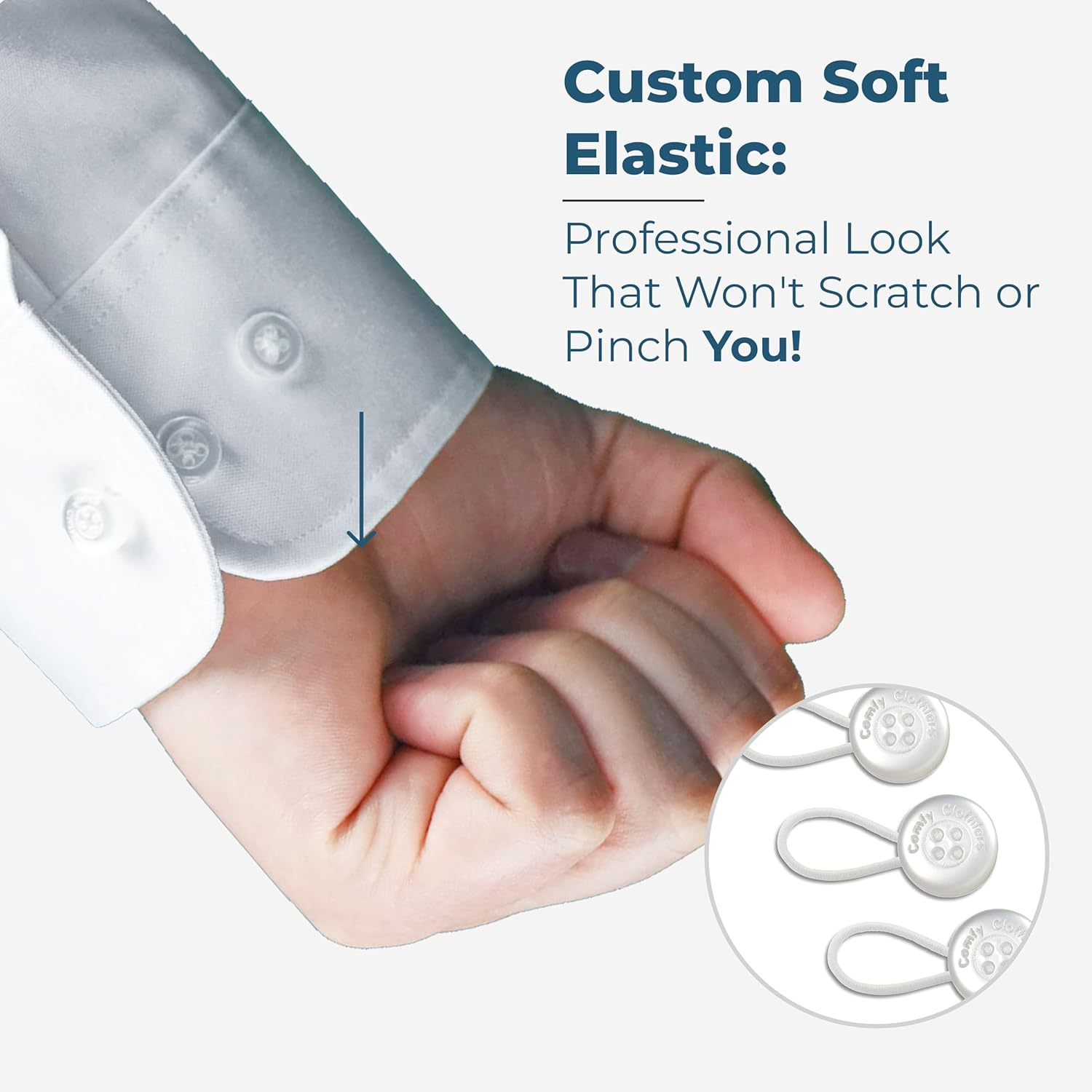 Net Focus Men and Women'S Shirt Collar Extenders - Dress Shirt, Cuff, Vests, Pants, and Neck Button Extender - Soft & Elastic Seamless Blend Design - 3-Pack - White, White (3-Pack), One Size image number 3