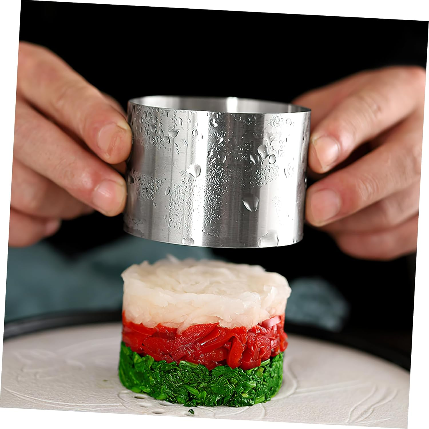 Stainless Steel Cake Molds Set of 8 8Cm Wide 4Cm High round Cake Rings with Pushers for Mousse and Pastry Baking image number 1