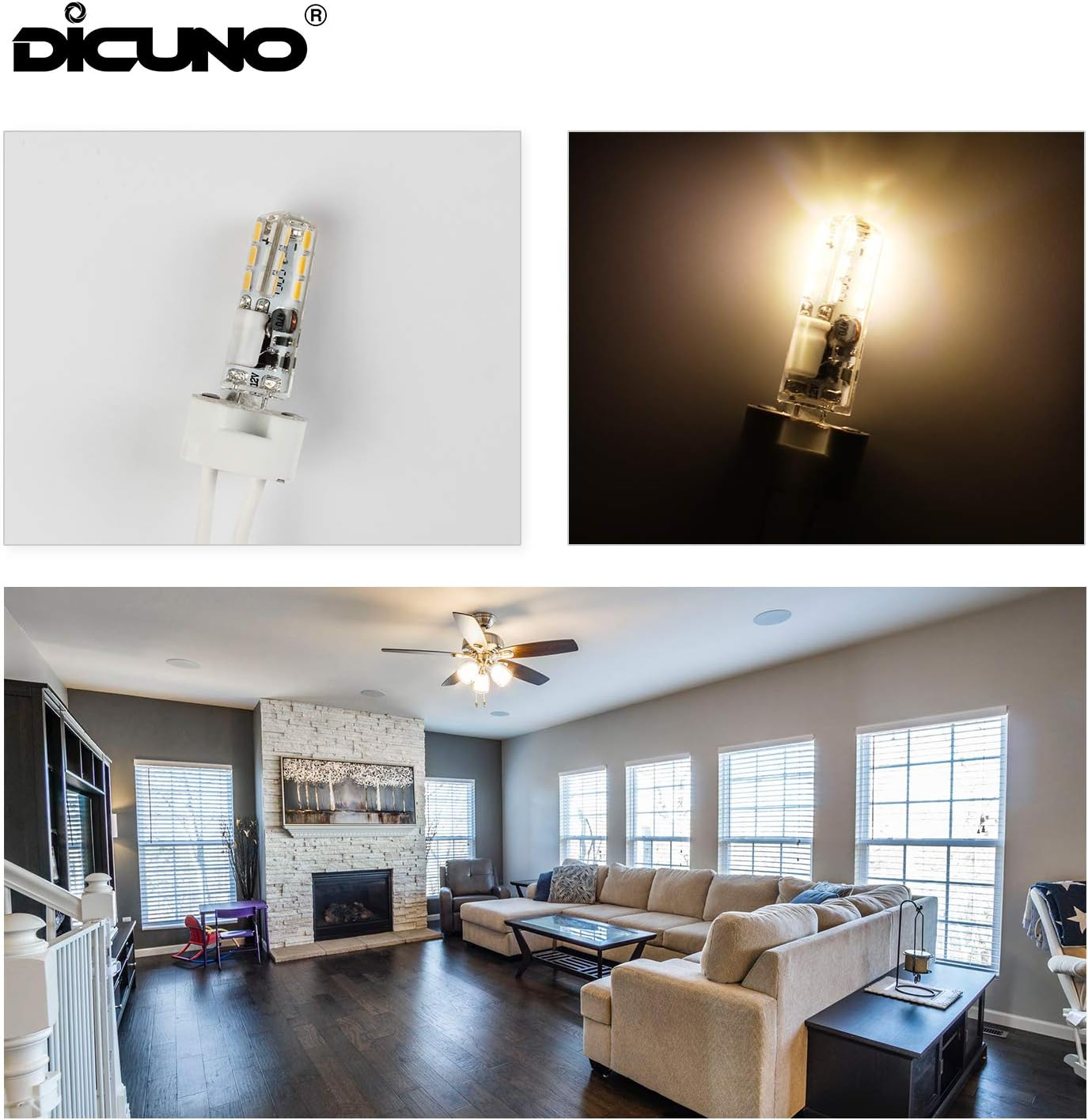 Dicuno G4 LED Light Bulbs, 1.2W (10W Halogen Equivalent), 120LM, Warm White (3000K), 12V, Non-Dimmable G4 Bulbs for Home Lighting, 10-Pack - Warm White image number 5