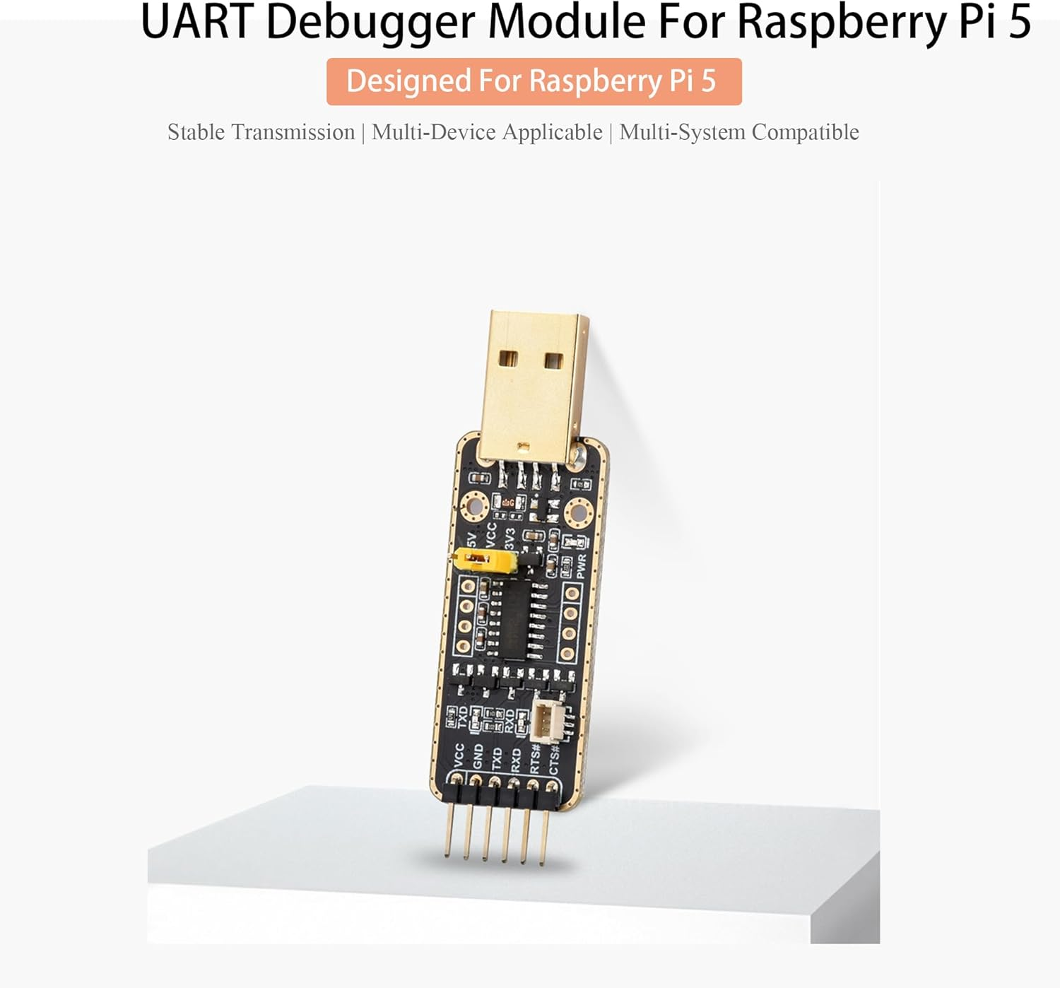 USB to UART Debugger Module for Raspberry Pi 5, Type-A Port Onboard UART Connector, Pi5 UART Debugging for Mac Linux Android Windows 7/8/8.1/10/11, High Baud Rate Transmission image number 4