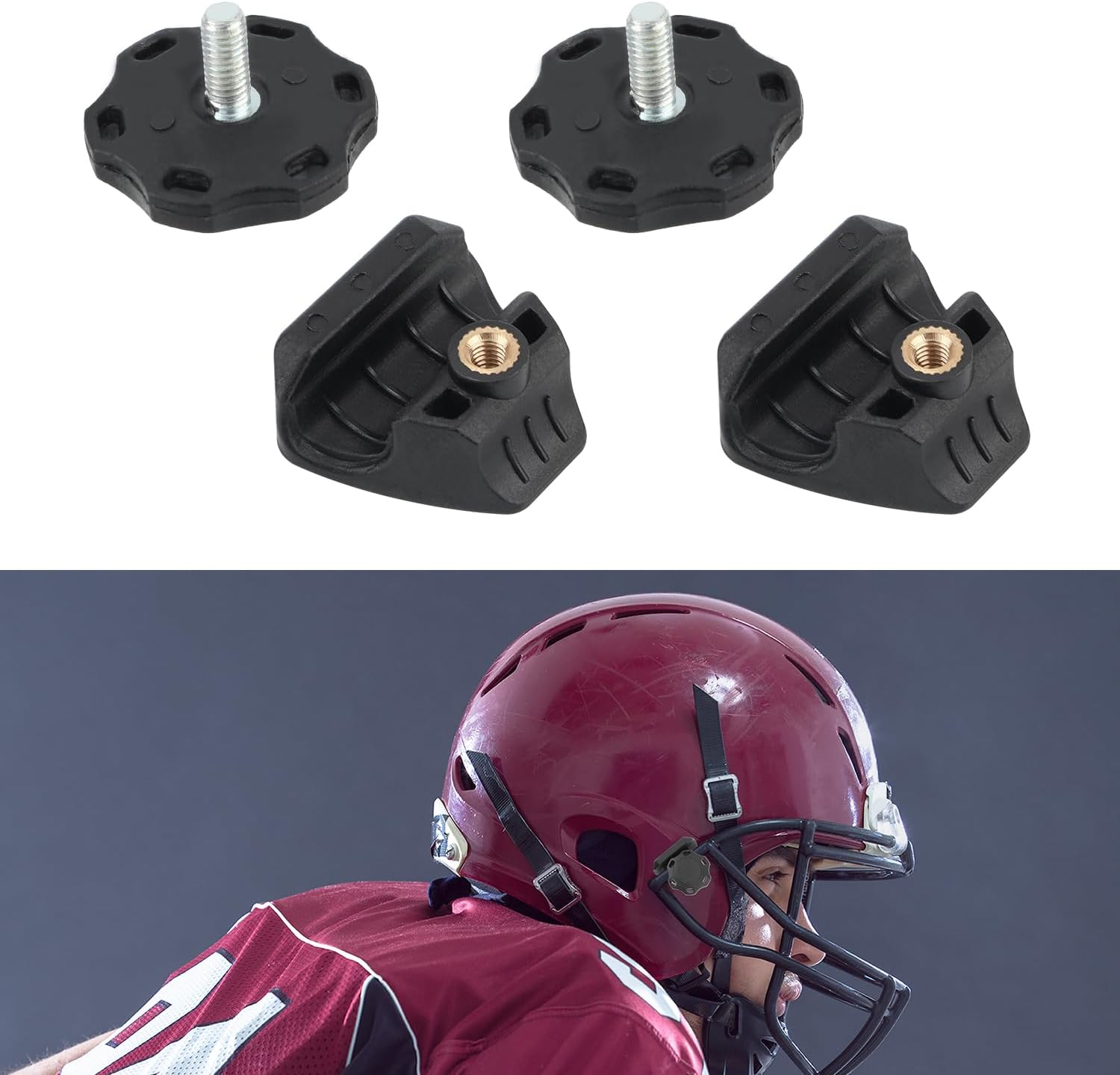 2 Sets Football Visor Clips, Universal Rugby Helmet Fasteners Replacement Quick Fix & Release Helmet Screws Accessories image number 5