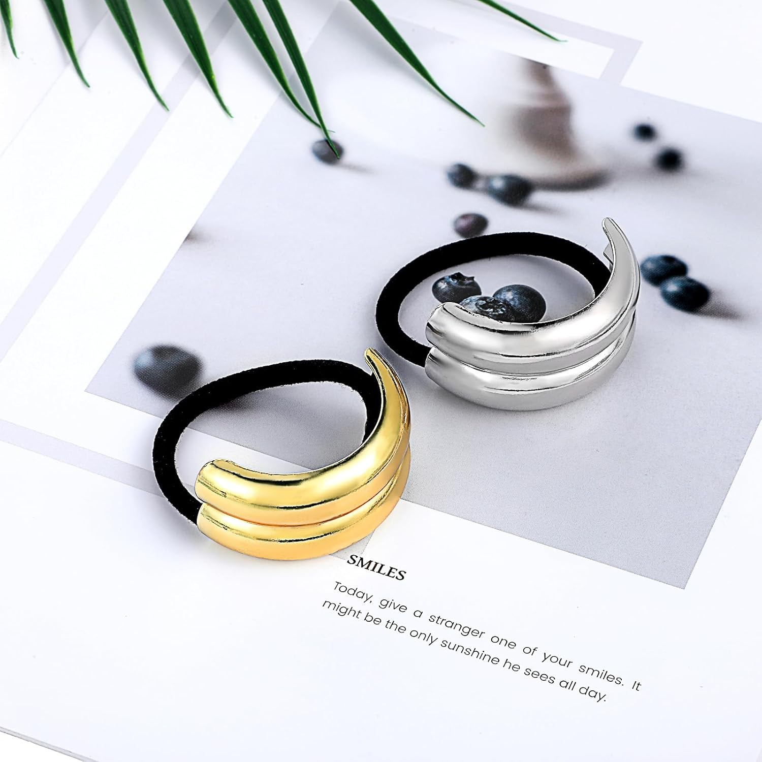 Ymapinc Pack of 4 Fashionable Women'S Hair Bands, Elastic Scrunchies, Ponytail Hair Bobbles, Durable Ponytail Holder for Women with Thick and Thin Hair (Gold, Silver)