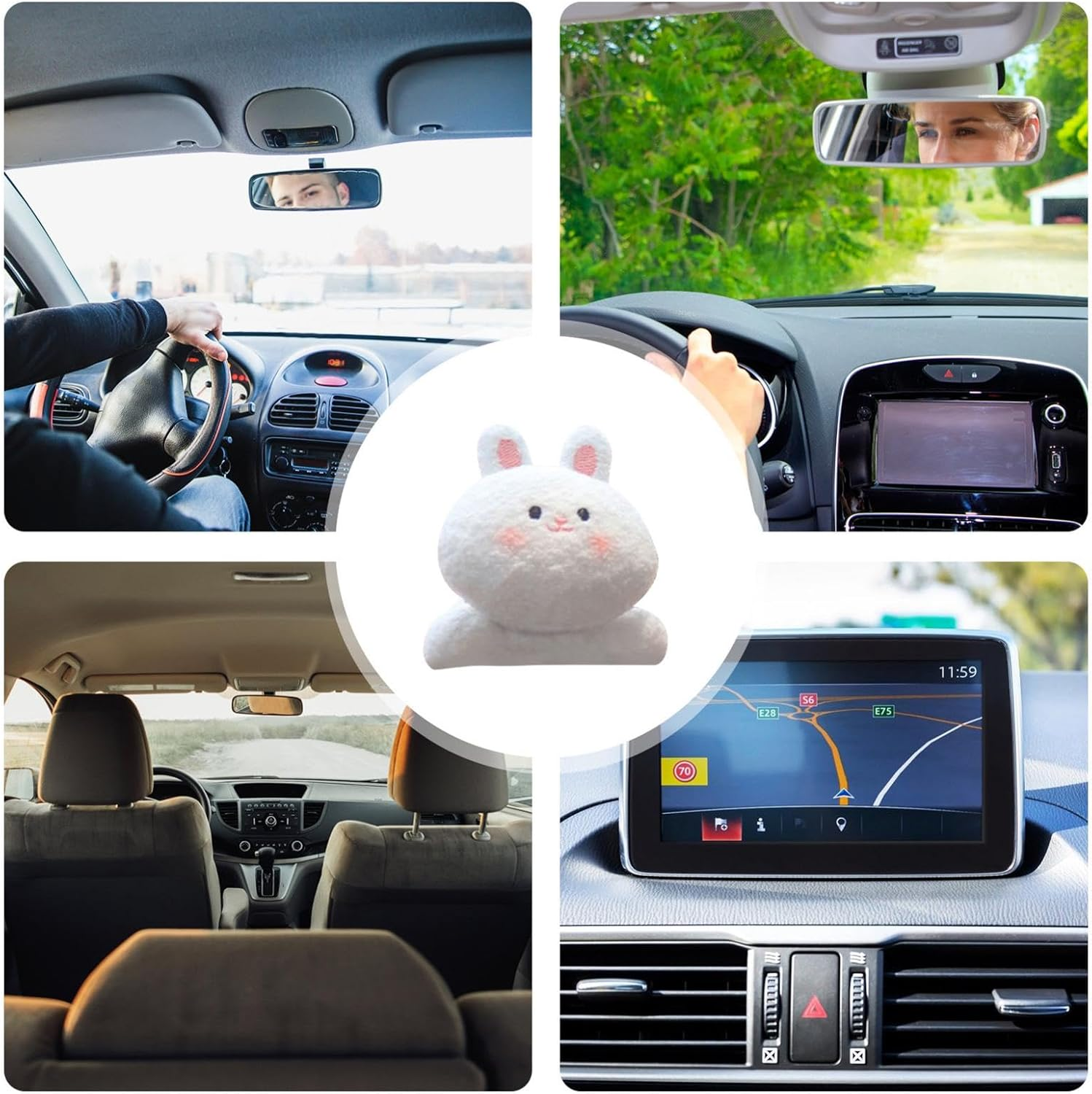 Car Cartoon Decoration, Animal Car Accessories | Vista Printed Plush Animal Cartoon Ornament - Portable Car Charm for Center Console, Cute Animal Decoration for Men and Women image number 6