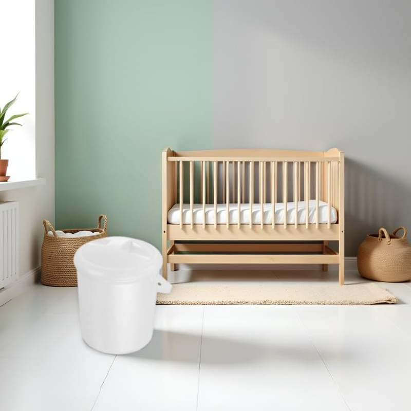 Rotho Babydesign Nappy Pail, 10L, from 0 Months, Bella Bambina, White, 200210001 image number 1