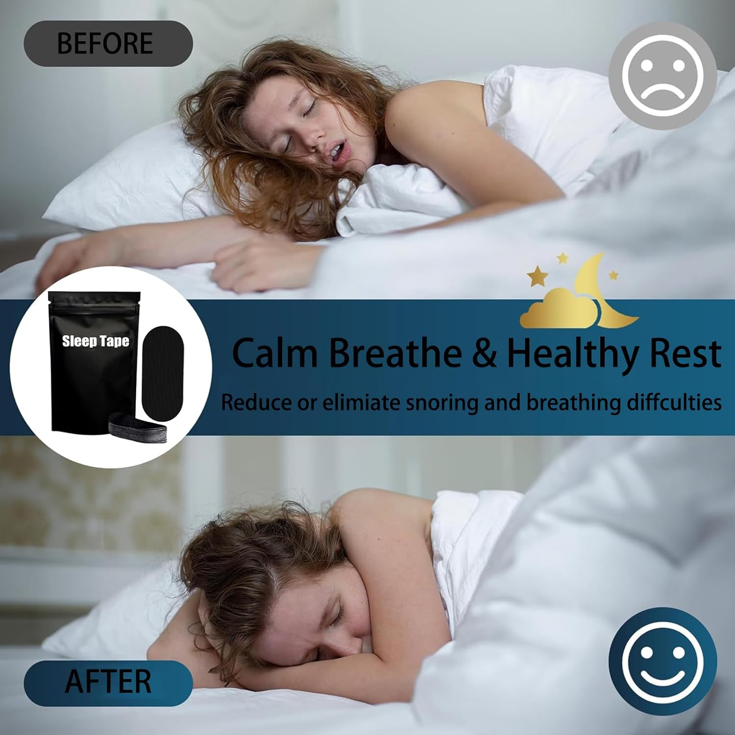 60 Pack Mouth Tape, Mouth Tape for Sleeping, anti Snoring Sleep Tape, Mouth Sleep Strips anti Snoring Devices for Better Nose Breathing Sleep, Snore Reducing Aids Black image number 5