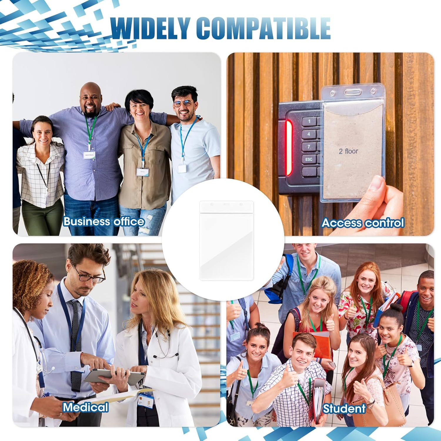 20Pcs A6 Large Vertical Card Holders Portrait Clear ID Badge Holders Extra Large PVC Portrait Case Cover 16X10.5Cm Holds 13.5X9.5 Cm Paper Waterproof for Work Conference License Concert Access Control image number 4