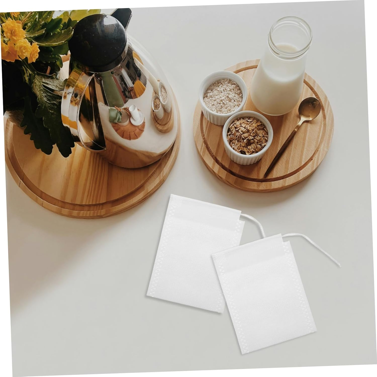 IWOWHERO 100Pcs Empty Tea Bags Multi-Function Loose Tea Bags Drawstring Sealing Bags Convenient Tea Bags Portable Tea Filtering Bags Kitchen Spice Bags image number 5