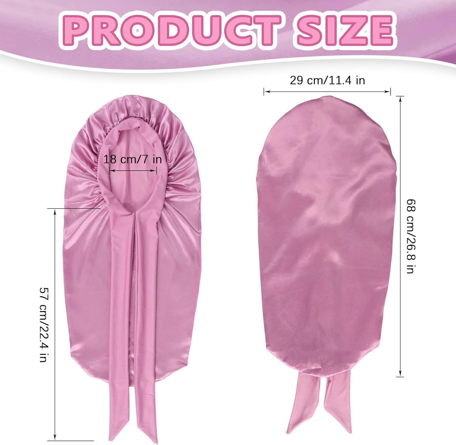 Long Satin Hair Bonnet, Adjustable Silk Bonnet for Women - Leopard image number 2