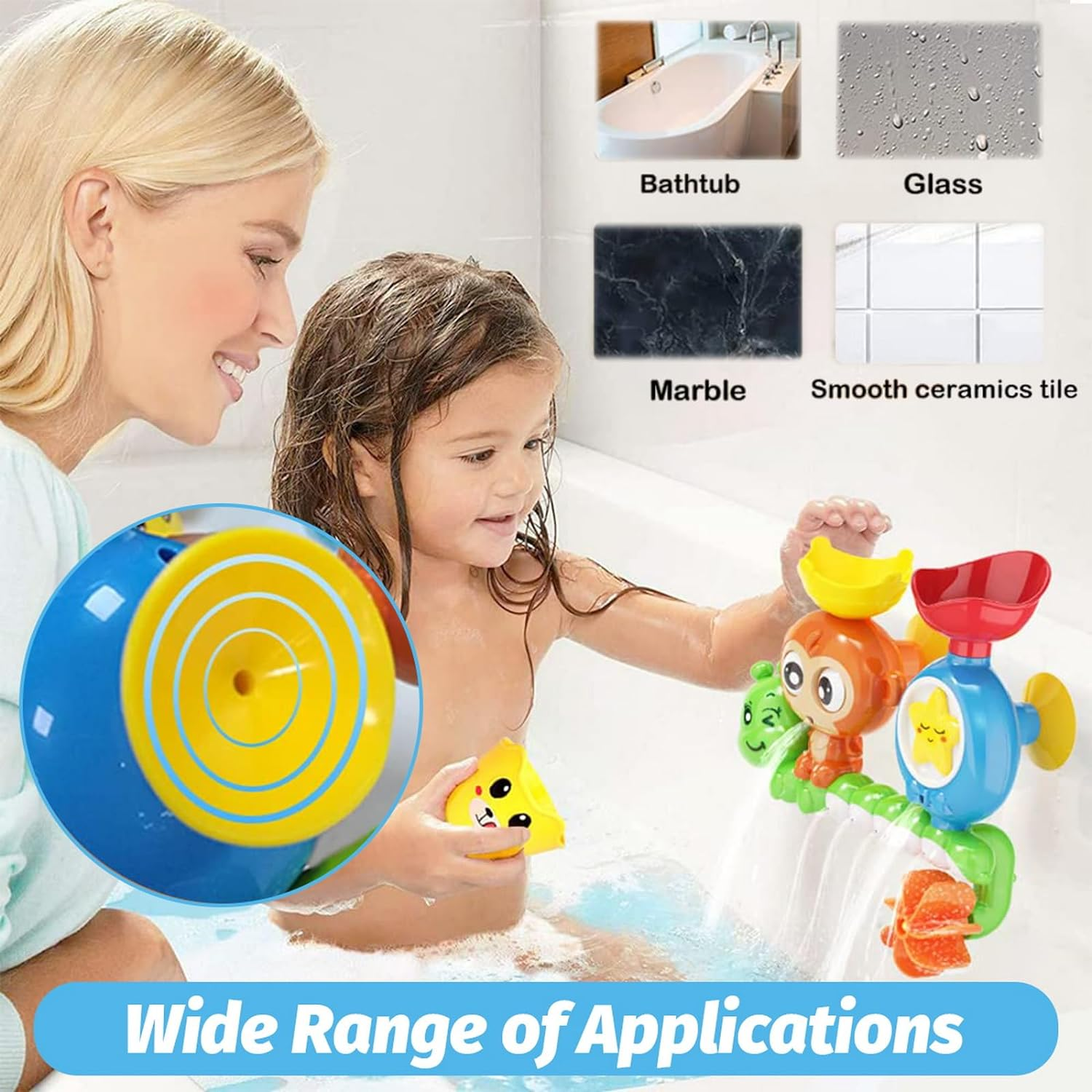 Bath Toys for Toddlers Age 1 2 3 Year Old, Toddler Bath Tub Toys for Kids Preschool New Born Baby Bathtub Water Toys, Durable Interactive Multicolored Infant Toy, Birthday Gifts for Girls Boys image number 1
