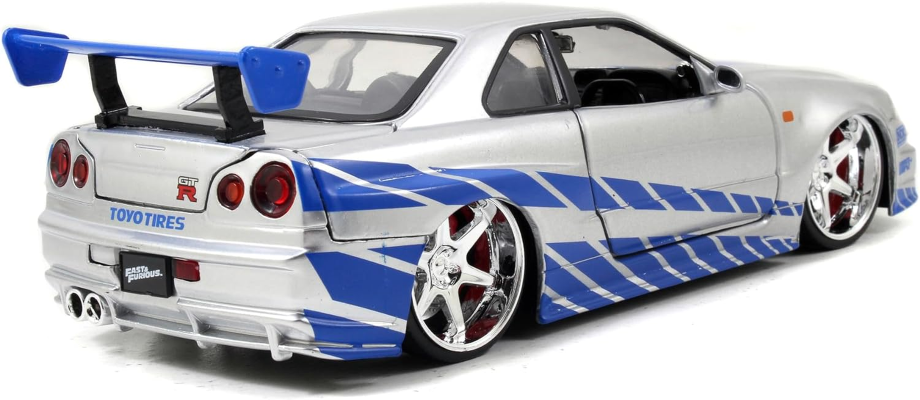 Jada Metal Fast and Furious 1 Diecast Nissan Gt R R34 Vehicle, Pack of 1, Silver - Multi-Colored image number 5