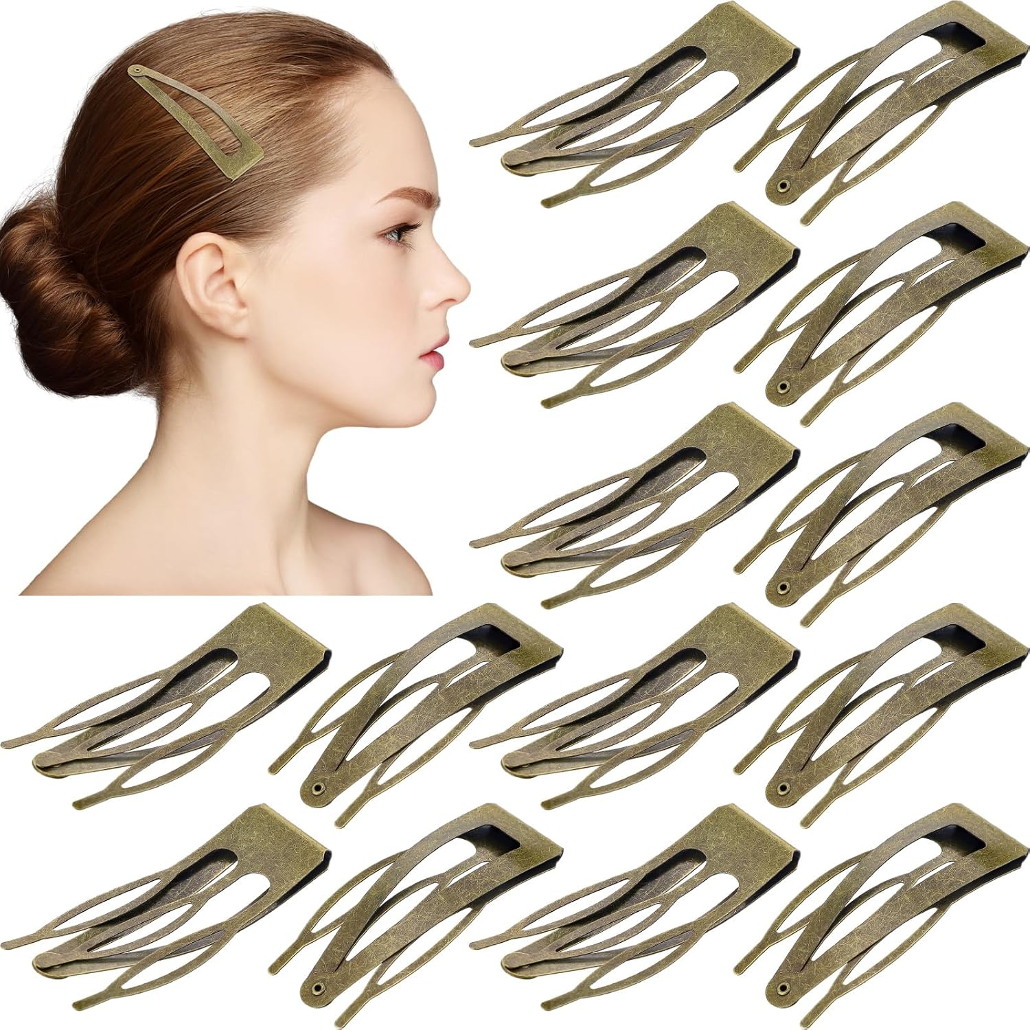 Chinco 24 Pcs Double Grip Hair Clips Metal Snap Hair Clips Barrettes Accessories 2 Inch Brown for Women Salon Supplies Accessories
