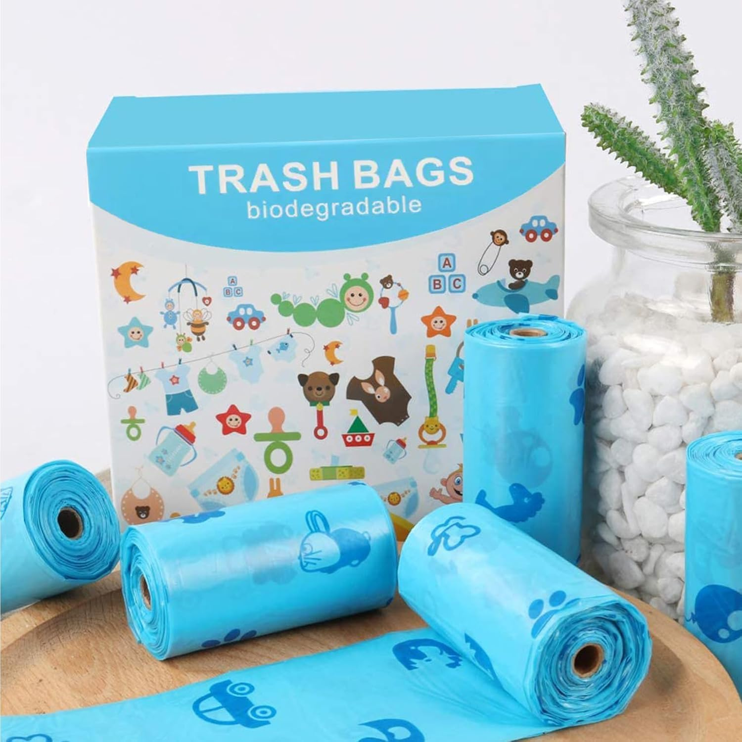 Baby Diaper Bags, 16 Refill Rolls/240 Eco-Friendly Nappy Disposal Bags, Degradable Bin Bag, Baby Poop Bags, Dirty Diaper Bags, Travel Diaper Trash Bags Biodegradable Waste Bags