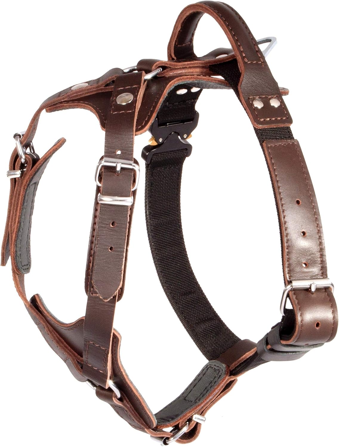 Dingo Gear Elite Dog Harness Hadmade of Leather, Durable, Strong, Dark Brown, M image number 1