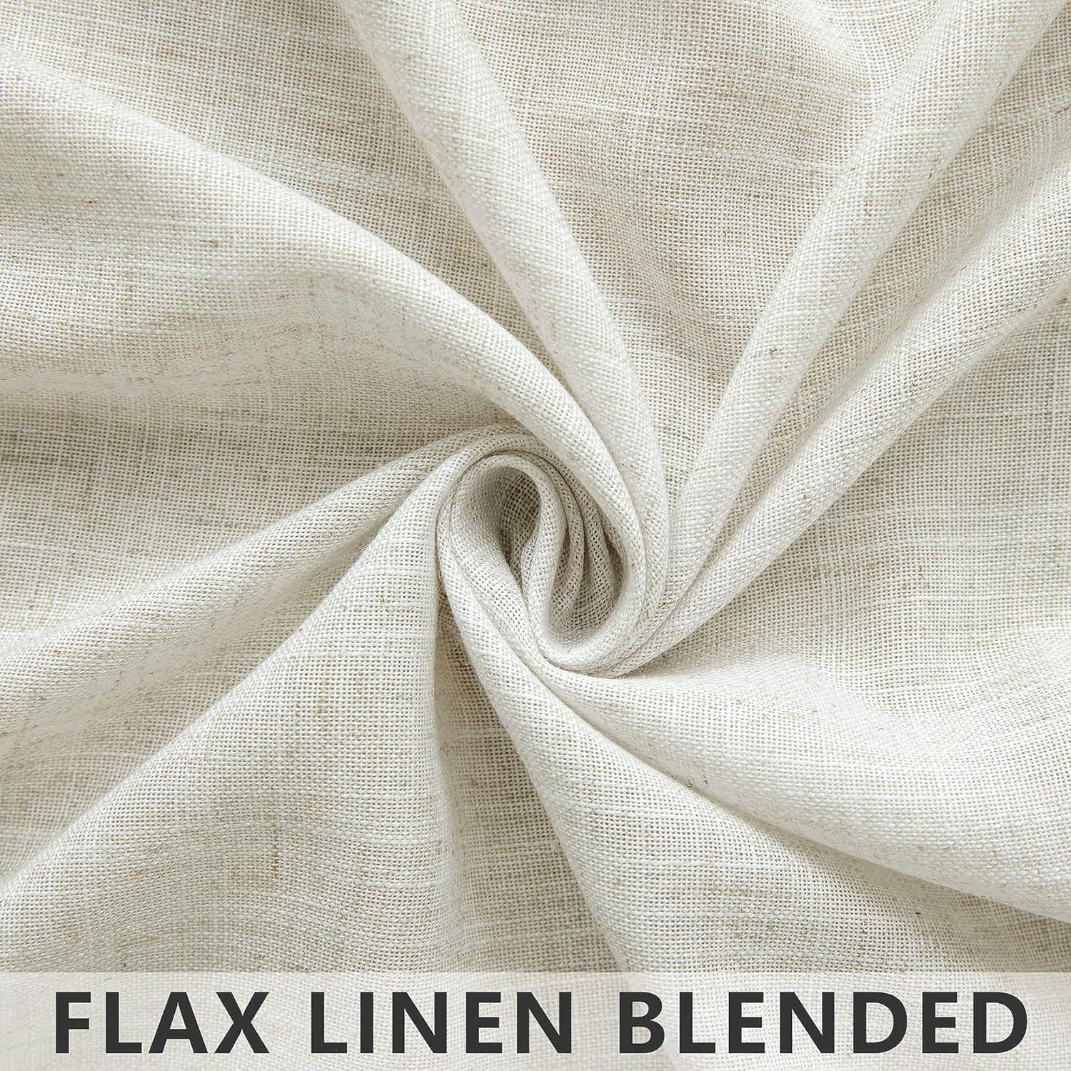 Cream Curtains 120 Inches Long for Living Room Dining 2 Panels Set Rod Pocket Draperies Semi Sheer Privacy Natural Linen Curtains for High Ceiling Patio Door Rustic Farmhouse Decoration 10 FT Tall image number 5