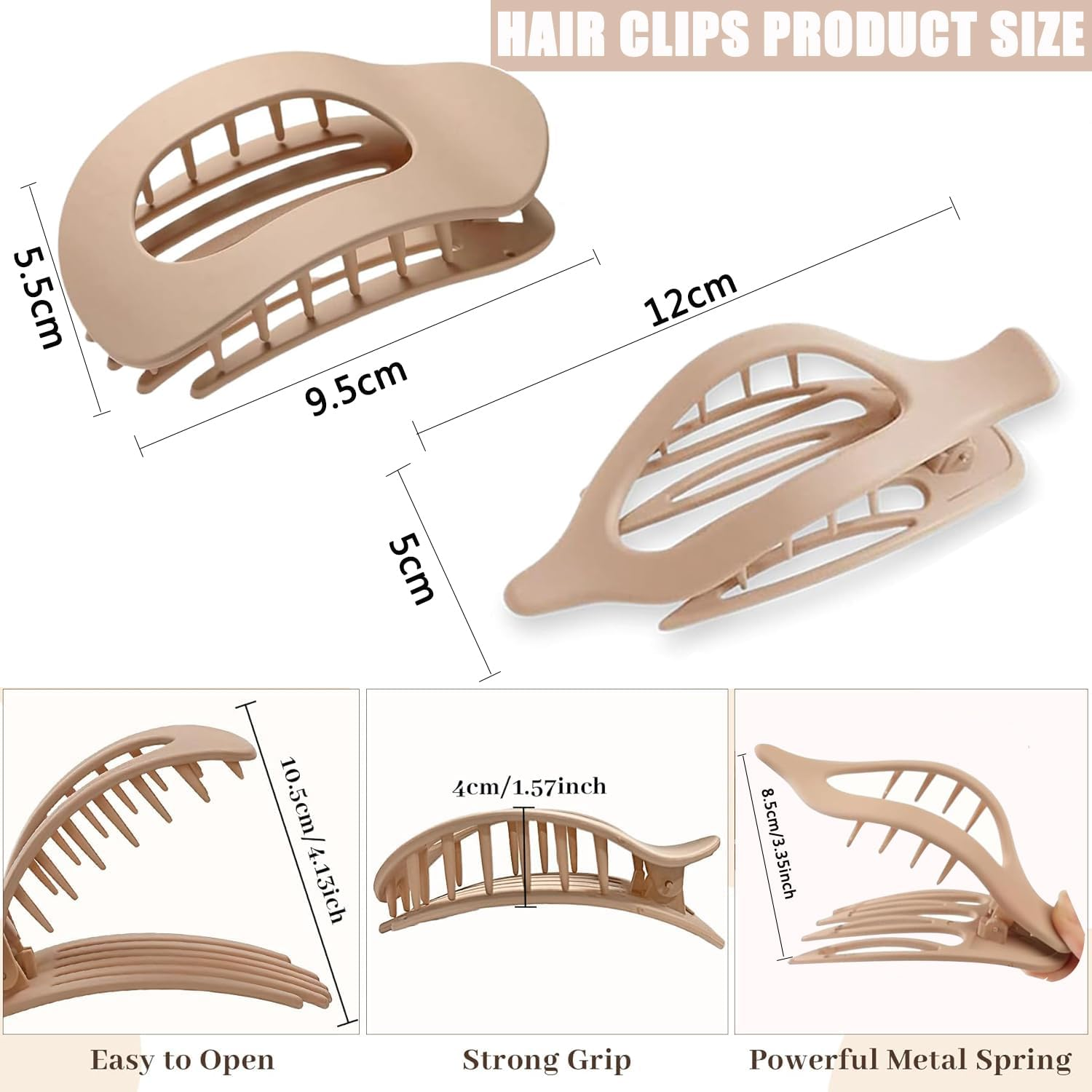Women'S Hair Clip, Pack of 8, Flat Hair Clip, Claw Clip, Strong Hold & Non-Slip, Large Flat Claw Clip, Hair Clip for Inserting for Thick and Thin Hair image number 1